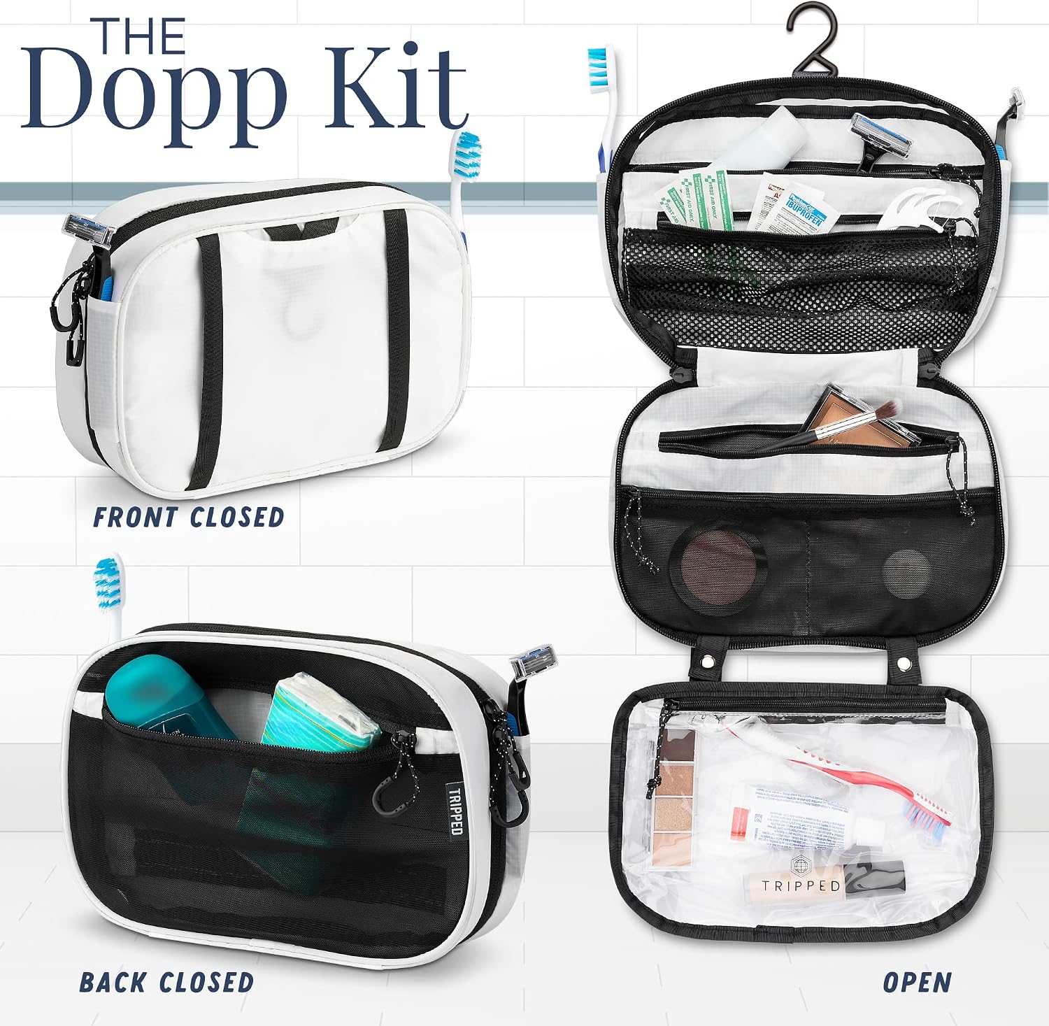 TRIPPED Travel Gear 3-Piece Travel Toiletry Bag Set | Includes Hanging Toiletry Bag, 311 TSA Liquid Bag, and Accessory Organizer Pouch with Lightweight Ripstop Construction - Image 7