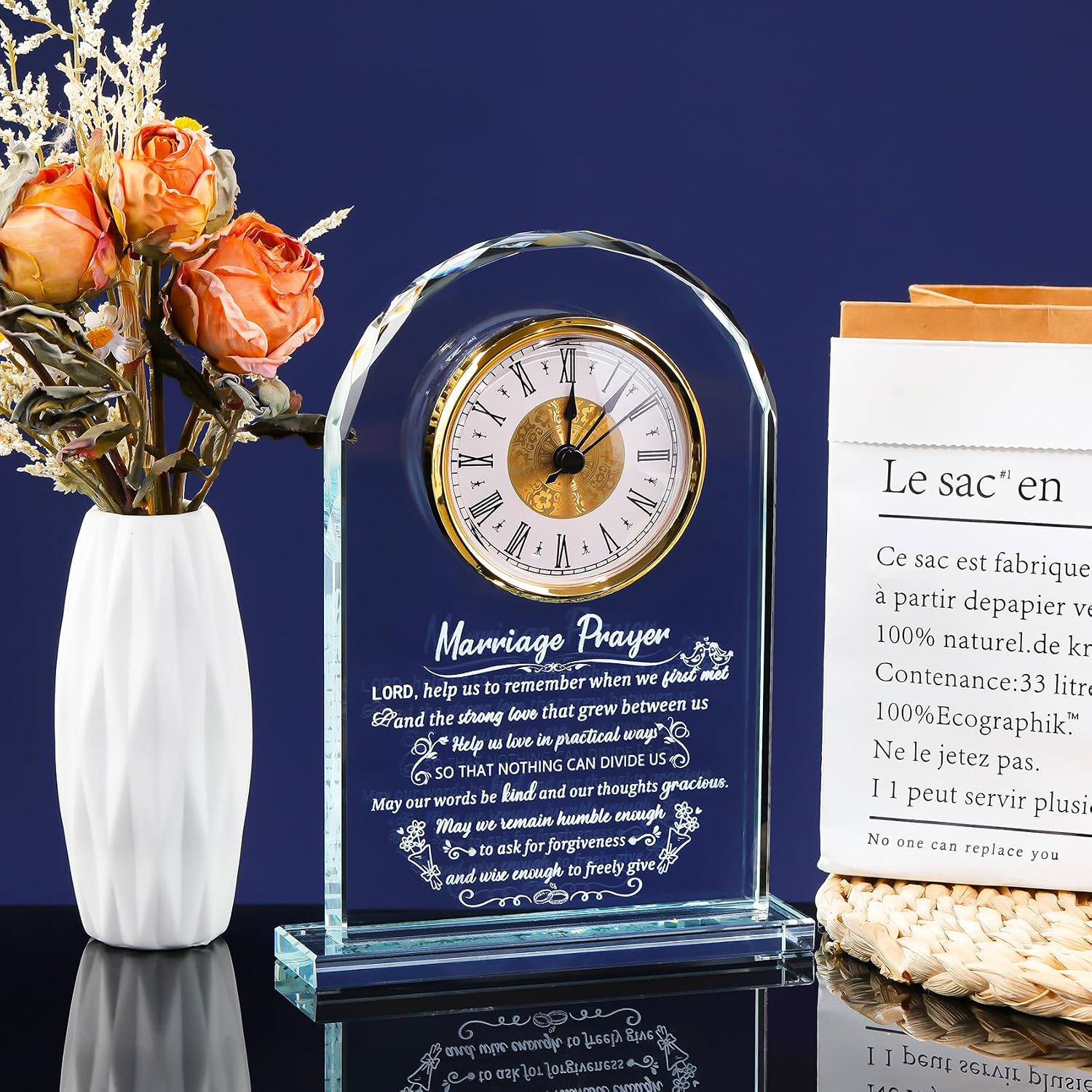 Arikyrist Glass Clock Wedding Gifts for Couples 2026 Newlyweds | Happy Anniversary Engagement Marriage Prayer Gift, with Inspiring Quotes, for Mr and Mrs, Home Decor - Image 2
