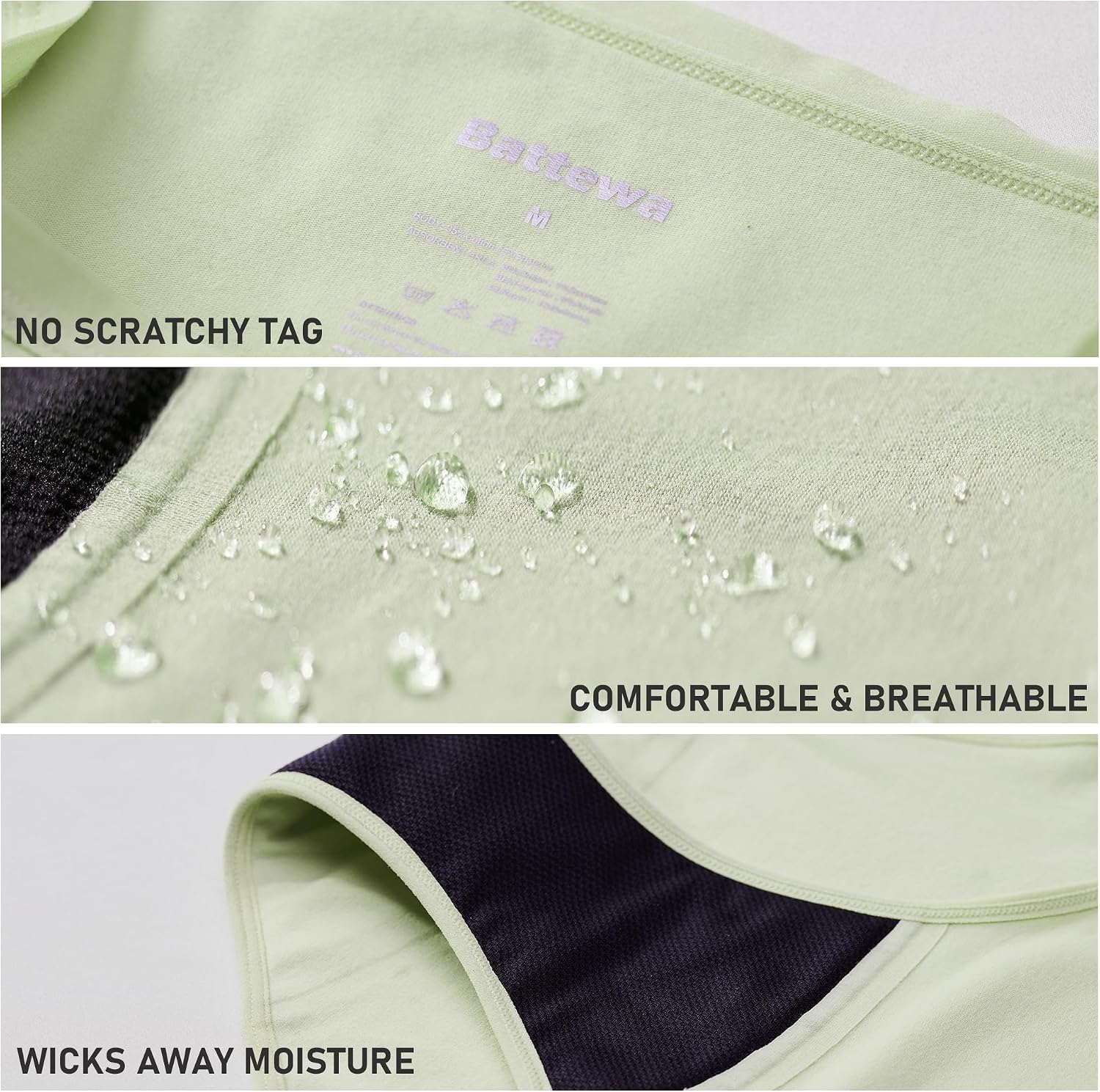 BATTEWA Washable Absorbency Incontinence Regular Underwear for Women, Reusable Leak Proof Protection Panties for Bladder Leakage(5Color, Large, 5 Pack) | High Waist Cotton Bladder Leak Protective Briefs Pee Proof Washable Light to Moderate Absorbent Underwear Postpartum - Image 5
