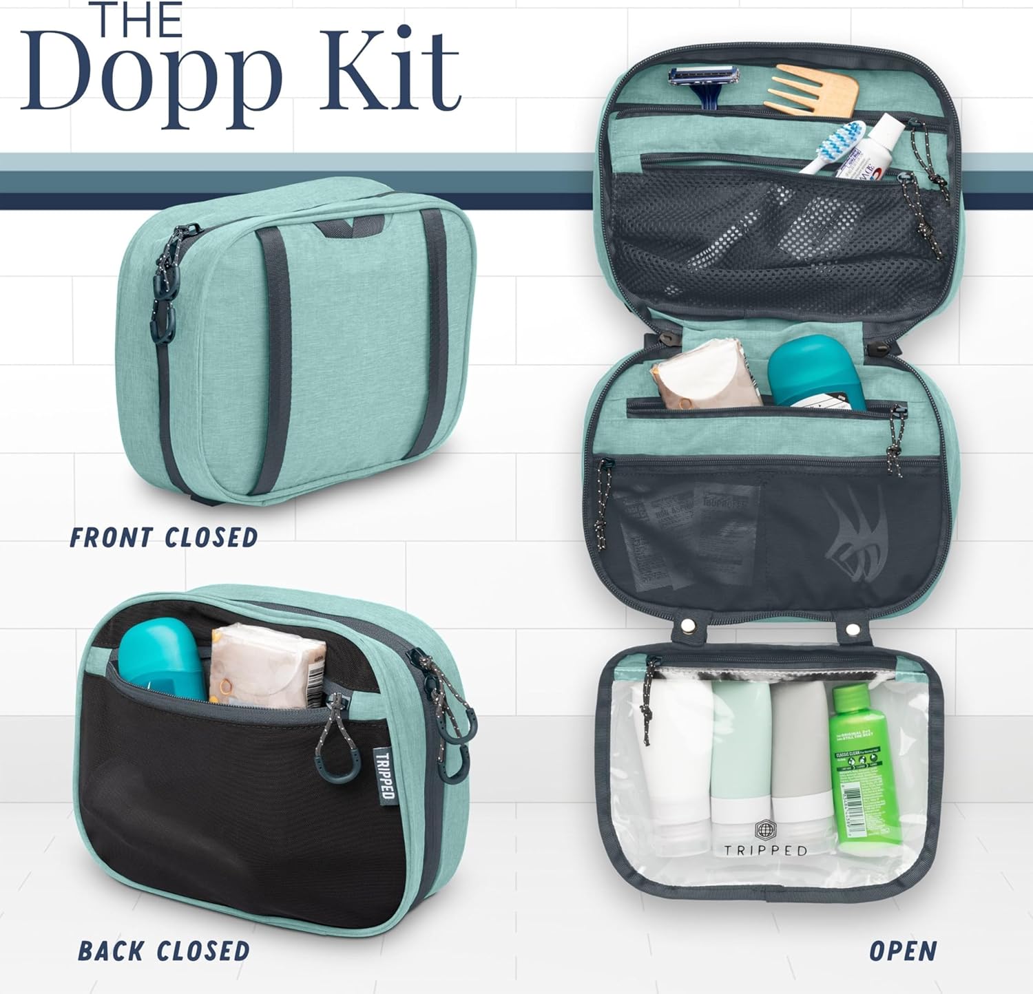 TRIPPED Travel Gear 3-Piece Travel Toiletry Bag Set | Includes Hanging Toiletry Bag, 311 TSA Liquid Bag, and Accessory Organizer Pouch with Lightweight Ripstop Construction - Image 7
