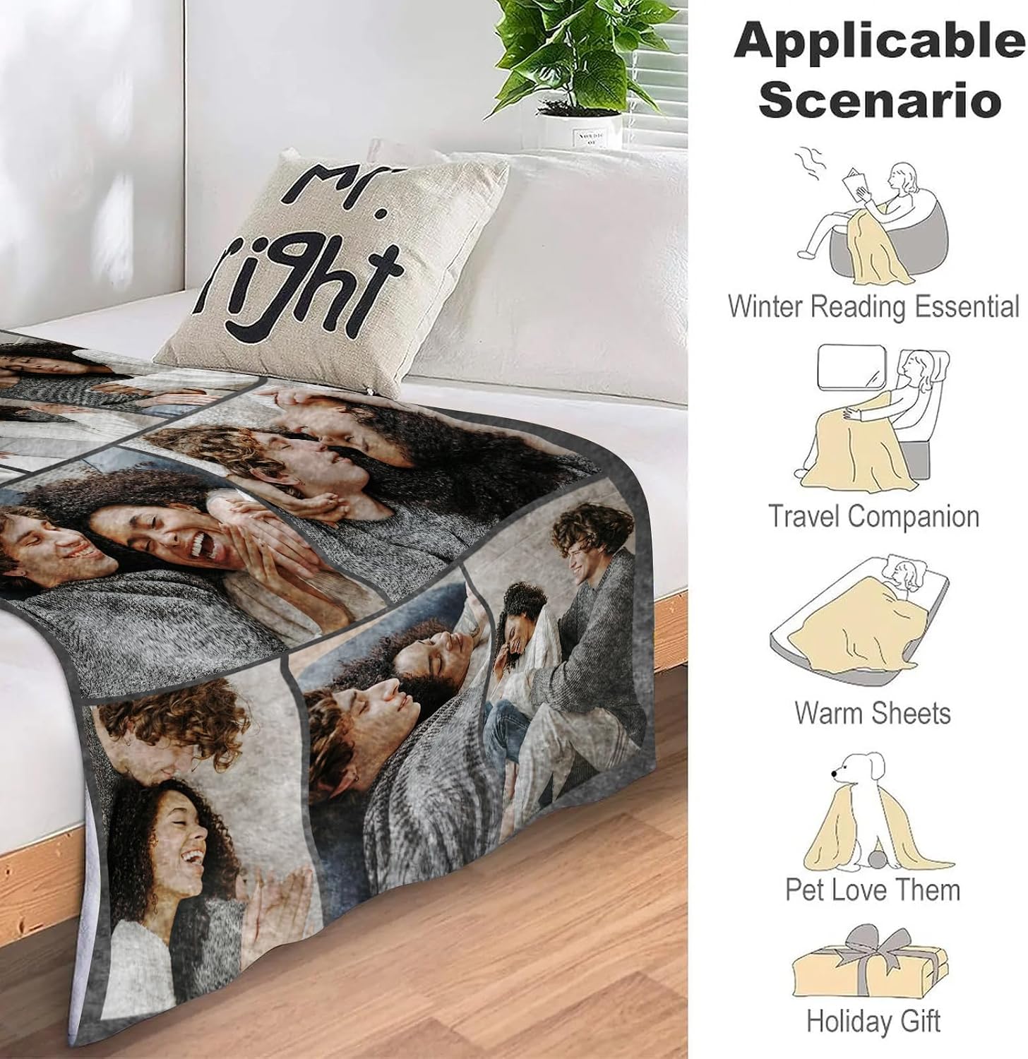 ICELIETE Custom Blanket with Picture Customized Fleece Photo Blanket for Couples Gifts Personalized Blankets and Throws Christmas Valentines Day Gifts for Boyfriend Girlfriend - Image 4