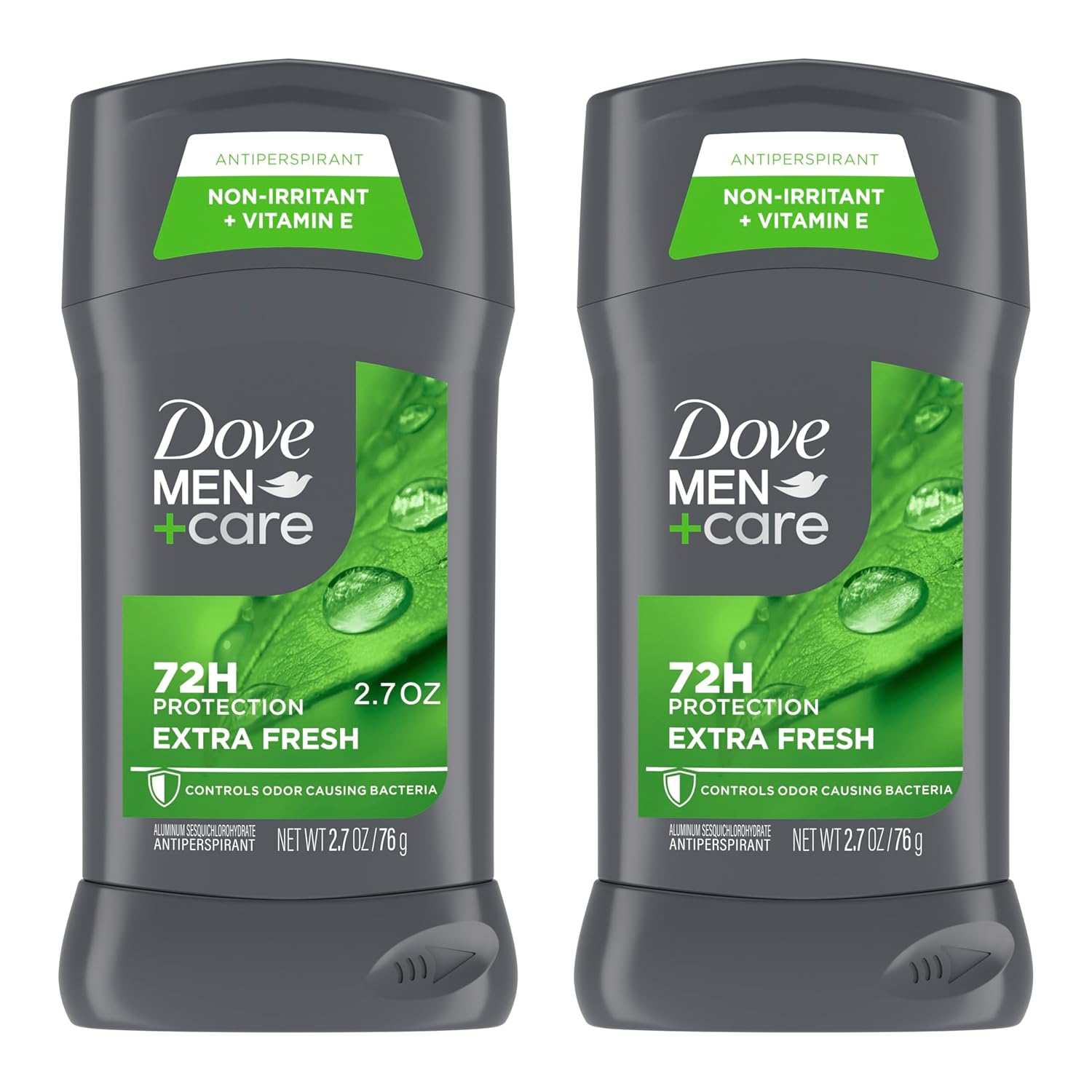Dove Men+Care Extra Fresh Men's Antiperspirant Deodorant Stick Extra Fresh Twin pack With 72-hour sweat & odor protection with 1/4 Moisturizing Cream & Long-lasting Citrus Scent 2.7 oz | 72-hour sweat & odor protection. With 1/4 Moisturizing Cream & Long-lasting Citrus Scent
