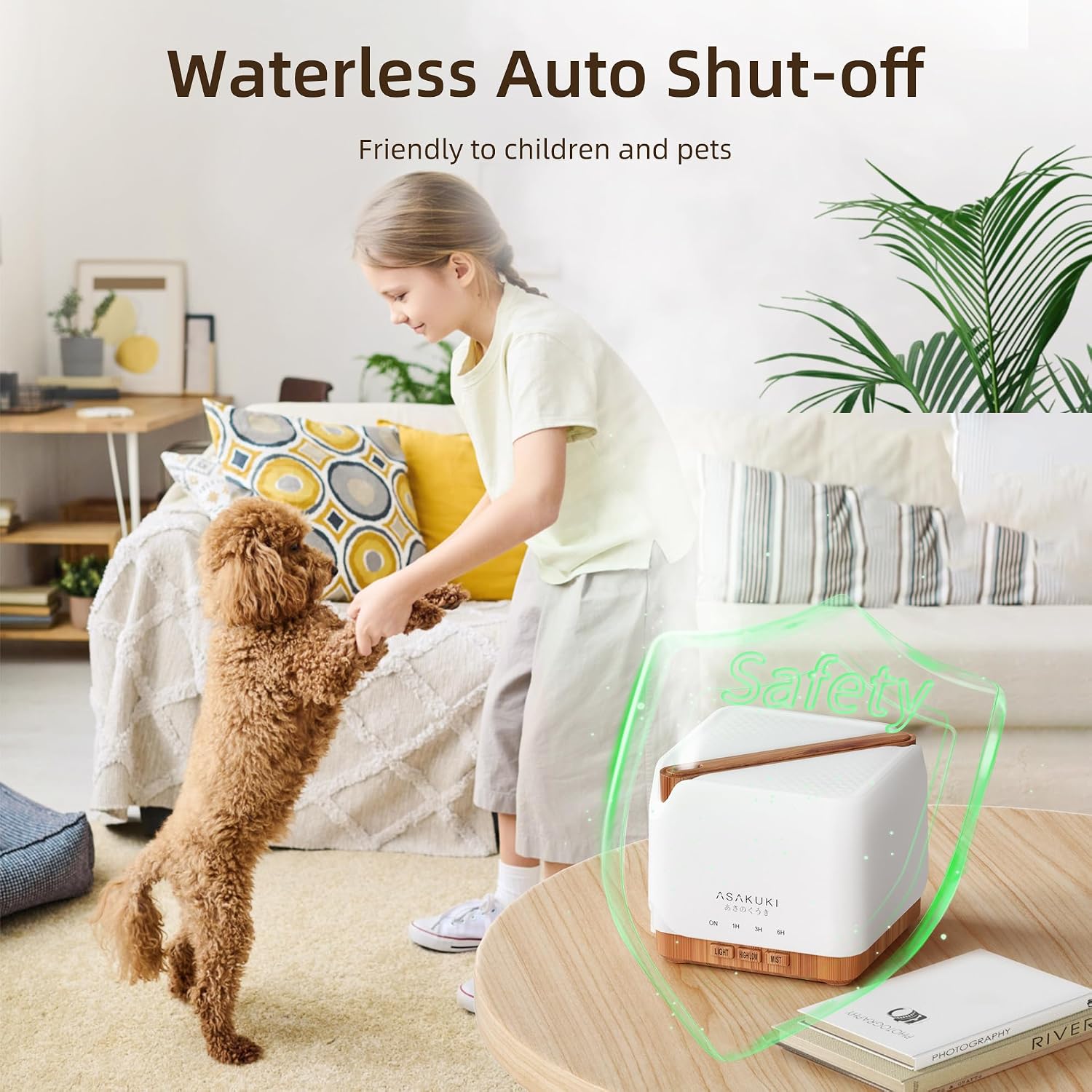 ASAKUKI Essential Oil Diffuser for Home Large 700 ml Humidifier | Automatic Shut-Off, Scent Aromatherapy Diffuser with 7 LED Lights for Living Room, Kitchen, Bedroom, Hotel - Yellow - Image 8