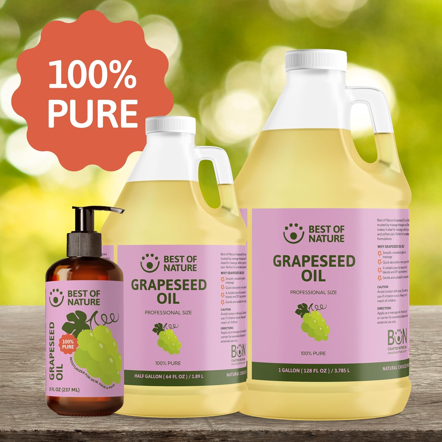 Best of Nature 100% Pure Grapeseed Oil - Unscented, Lightweight, Non-Greasy Moisturizer for Hair, Skin, Face & Aromatherapy, Carrier Oil for Essential Oils, Half Gallon (64 fl oz) - Image 10