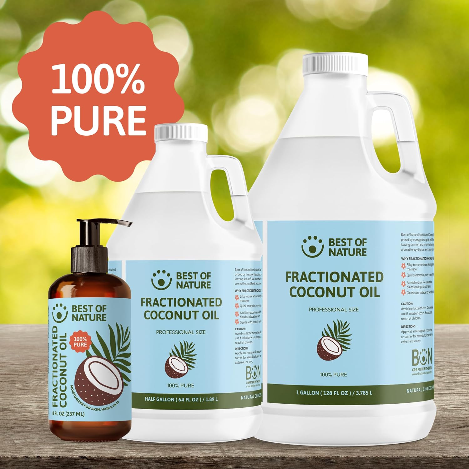 Best of Nature 100% Pure Fractionated Coconut Oil - Natural Massage Oil, Unscented Moisturizer for Men and Women, for Skincare and Hair Care, Carrier for Essential Oils, Half Gallon (64 fl oz) - Image 11