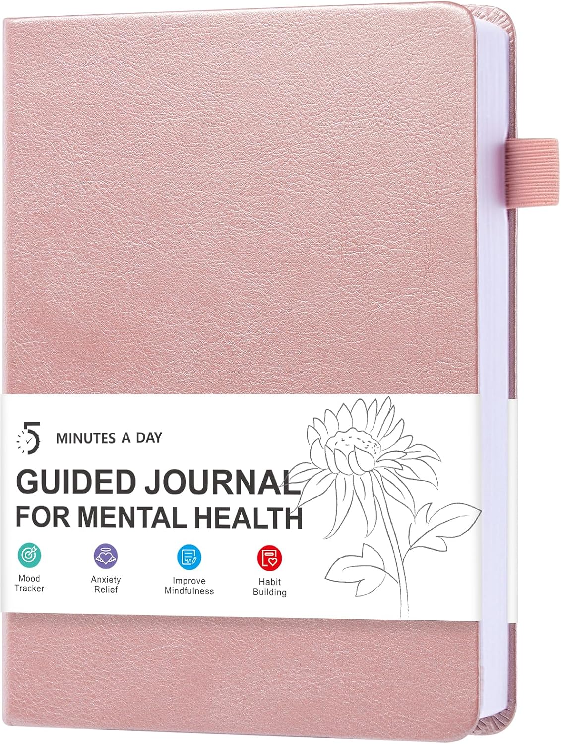5 MINUTES A DAY Mental Health Journal, 90-Day Guided Journal | Self-Care Planner, Anxiety Relief Journal, Mood Tracker, Mindfulness Practice, Habit Building, Monthly Summary