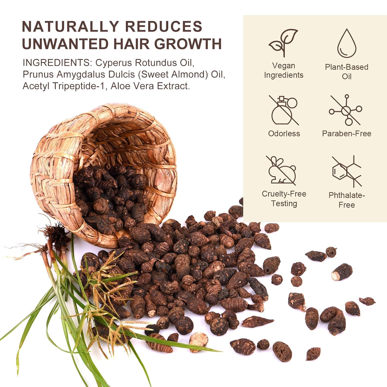 Cyprus Rotundus Oil for Hair Removal - Reducing Body Hair Growth | 100% Pure Cyperus Rotundus Essential Oil for Smooth Skin & Hair Removal, 60ml - Image 5