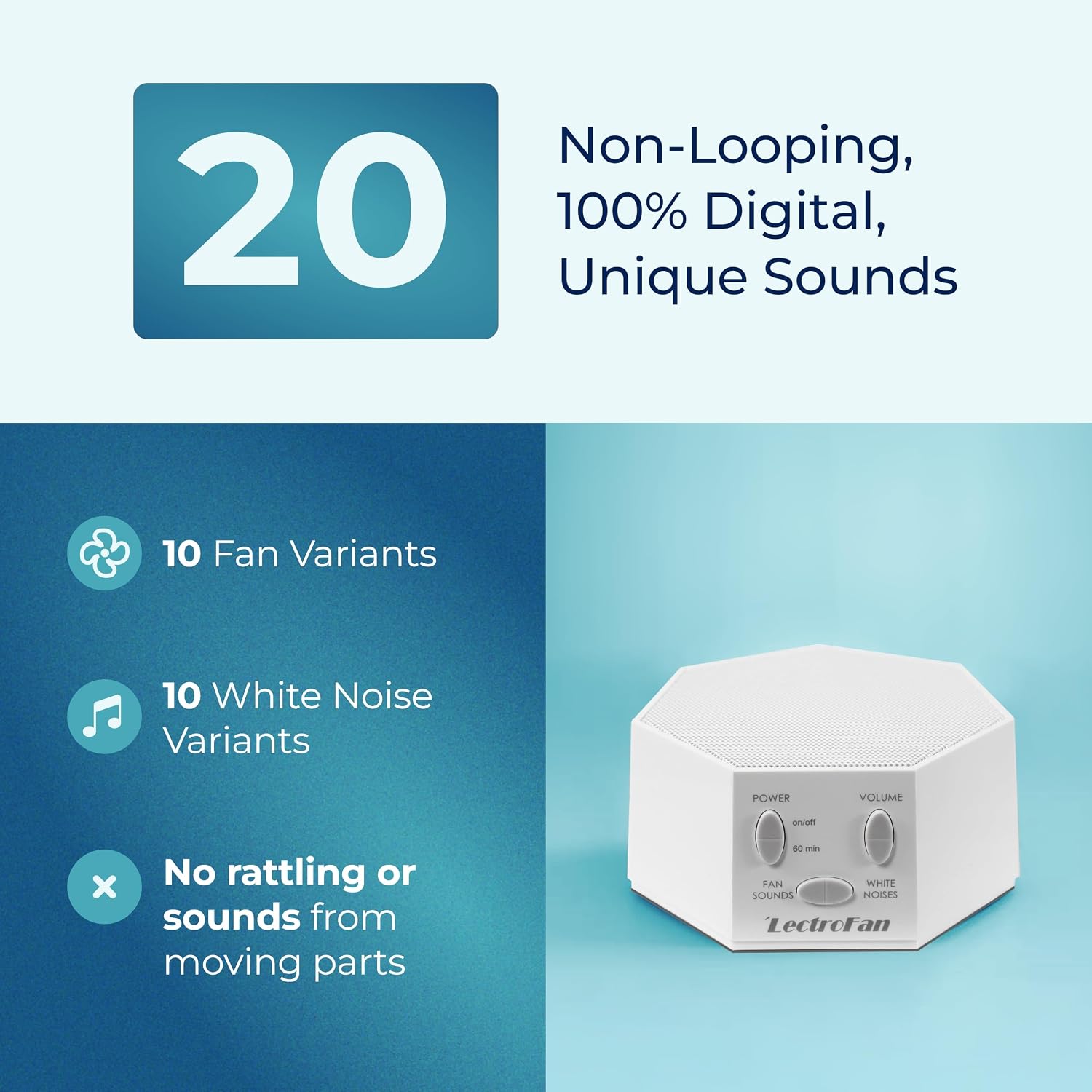 Adaptive Sound Technologies LectroFan Classic, Global Power, White | Global Power Edition Soothing Sound Machine for Sleep with a Built-in Sleep Timer, Compact Design, Relaxation Support - Image 3