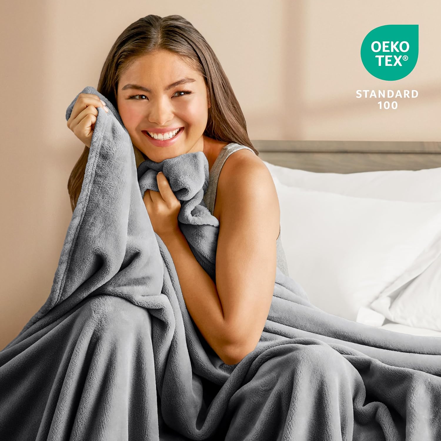 Bare Home Fleece Blanket Luxury Microplush (Full/Queen, Grey) | Ultra-Soft Lightweight Blanket for Bed, Sofa, and Couch, Cozy & Warm Blanket - Image 5