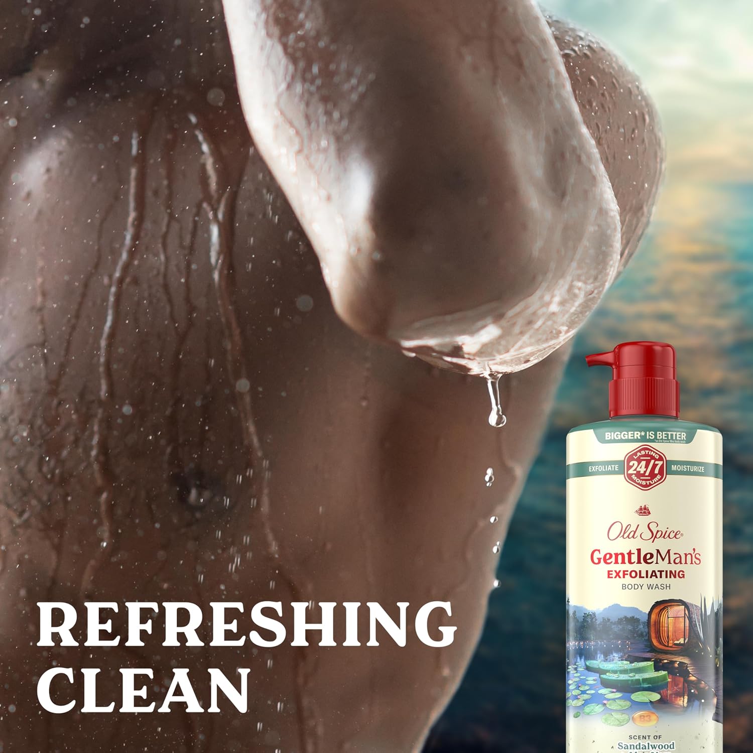 Old Spice GentleMan's Exfoliating & Moisturizing Body Wash for Men, 24/7 Shower Fresh with Long Lasting Scent, Renewing Vitamin B3 Blend, Sandalwood + Aloe Vera Scent, 26 oz - Image 5