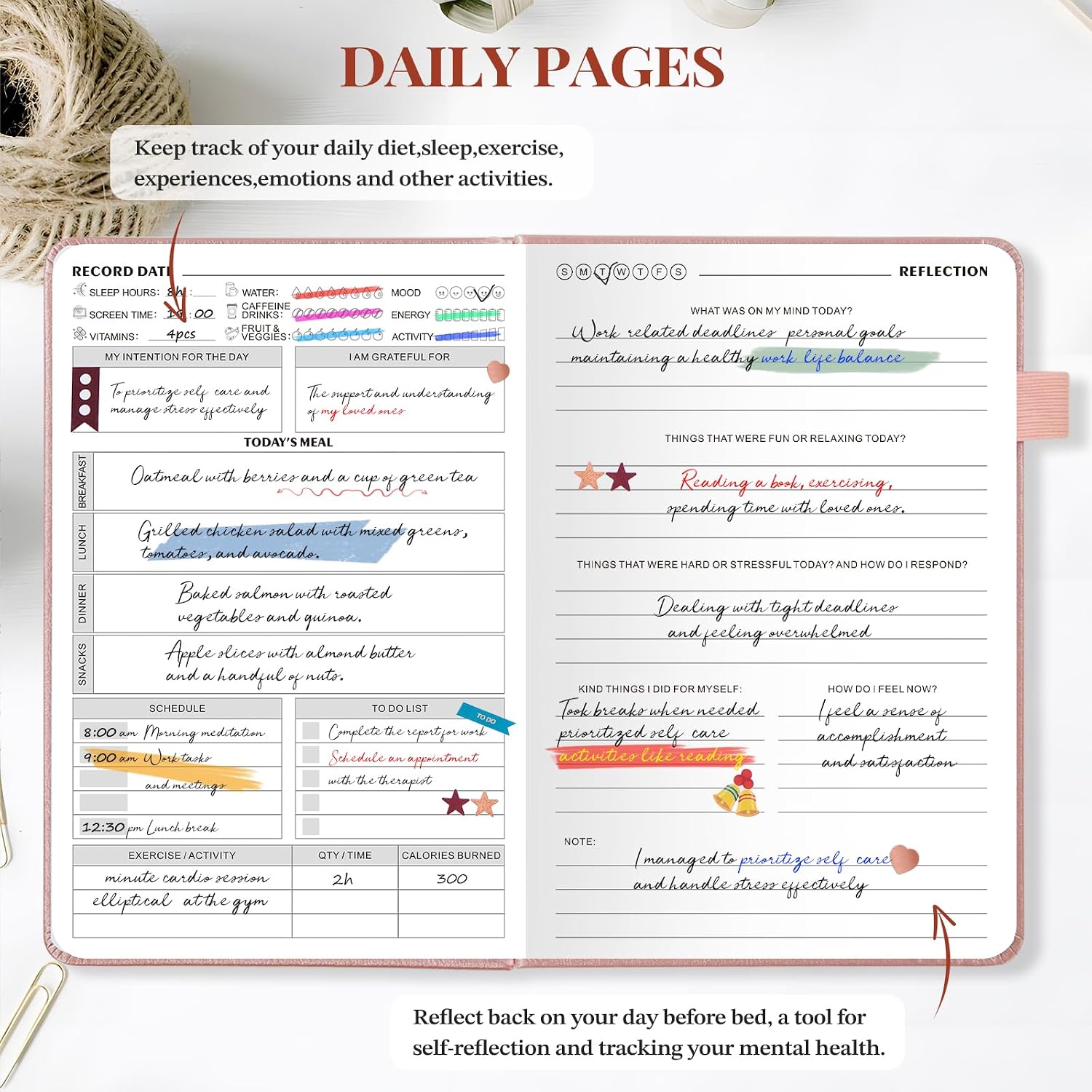 5 MINUTES A DAY Mental Health Journal, 90-Day Guided Journal | Self-Care Planner, Anxiety Relief Journal, Mood Tracker, Mindfulness Practice, Habit Building, Monthly Summary - Image 3