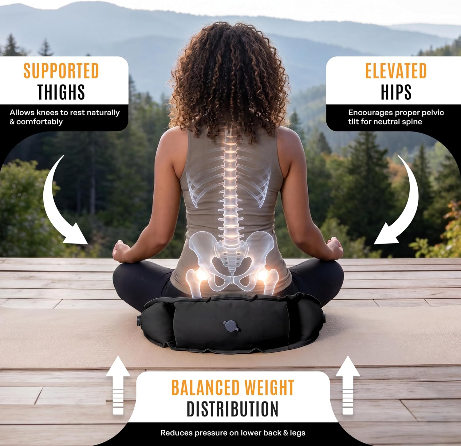 Air Meditator Inflatable Meditation Cushion and Travel Pillow – Meditate on Air in Total Comfort with Adjustable Three-Chamber Design for Enhanced Posture and Portability - Image 4