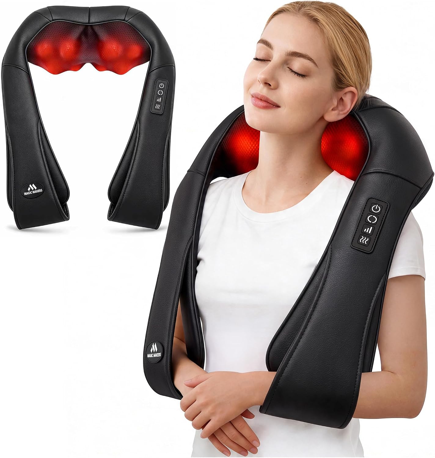 Neck Massager for Pain Relief Deep Tissue with Heat, Gifts for Women Men | Shiatsu Back and Shoulder Massage, Mothers Day Gifts for Mom Wife, Christmas, Fathers Day Dad Gifts for Husband, NOT Cordless