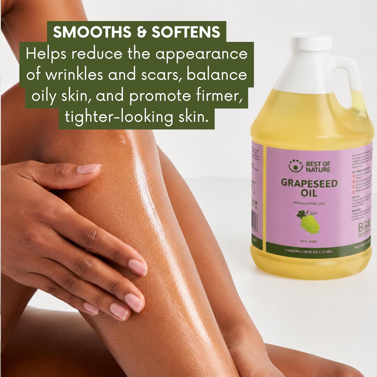 Best of Nature 100% Pure Grapeseed Oil - Unscented, Lightweight, Non-Greasy Moisturizer for Hair, Skin, Face & Aromatherapy, Carrier Oil for Essential Oils, Half Gallon (64 fl oz) - Image 6