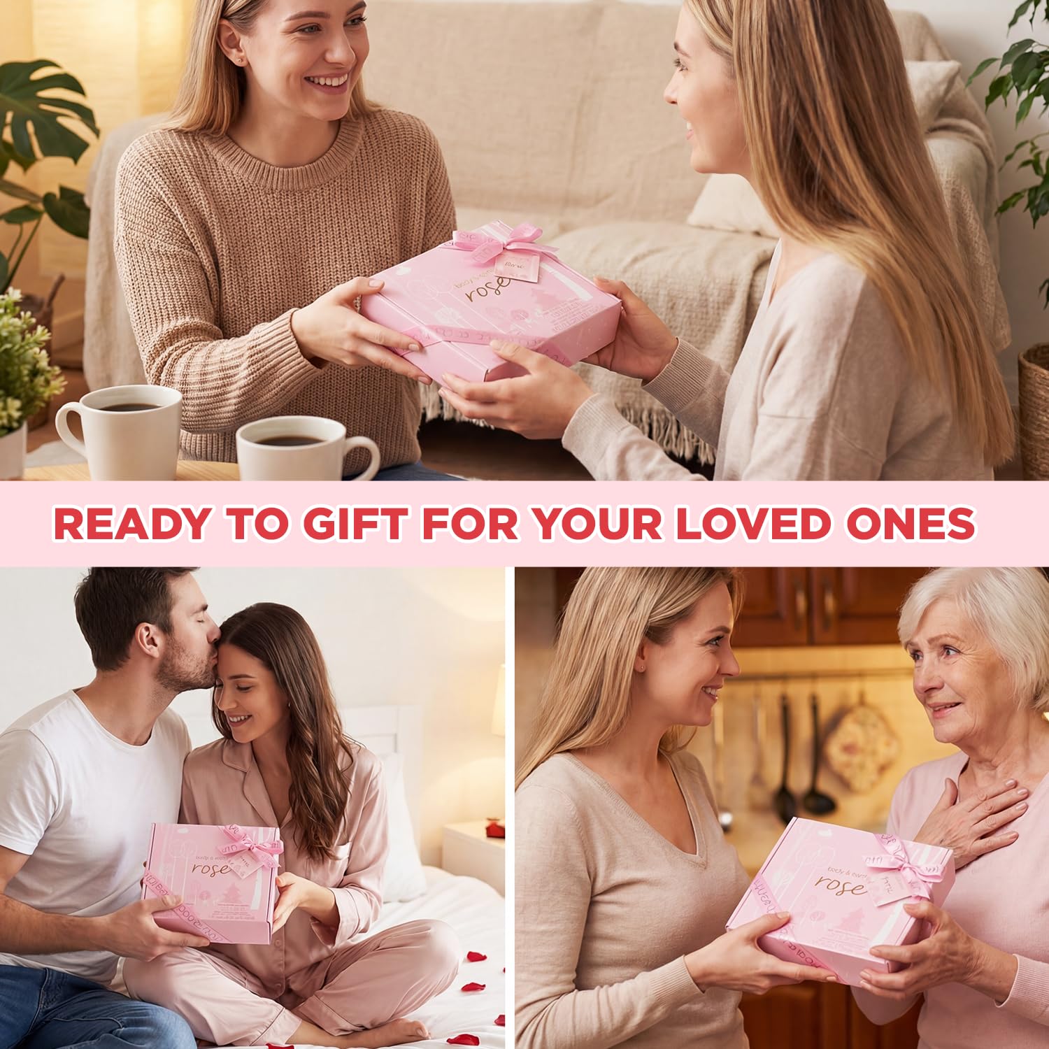 BODY & EARTH Spa Gift Set for Women - Luxurious 5 Pcs Bath and Body Box, Rose Scent, Includes Body Wash, Body Butter, Body Lotion and More, Birthday Christmas Gifts for Mom Self Care Kit for Her - Image 5
