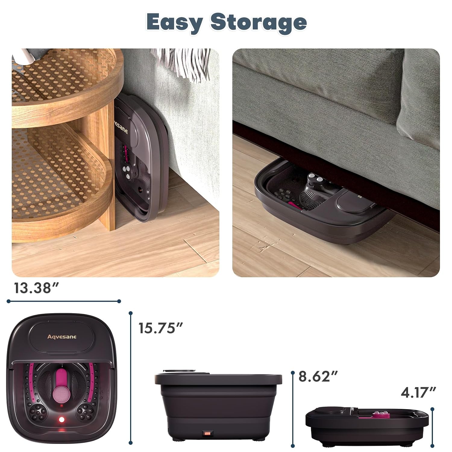 Collapsible Foot Bath, Foot Spa Bath Massager with Heat | Pedicure Foot Spa with Remote, Temp Control, Bubble, 3 Pedicure Attachments, Foot Soaking Tub for Stress Relief - Image 7