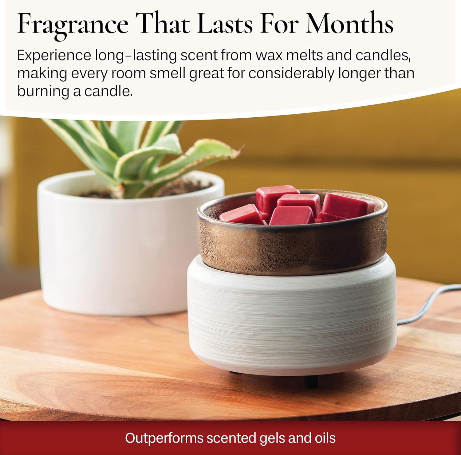 Candle Warmers ETC 2-in-1 Candle and Fragrance Warmer for Warming Scented Candles or Wax Melts and Tarts with to Freshen Room, Whitewashed Bronze - Image 4