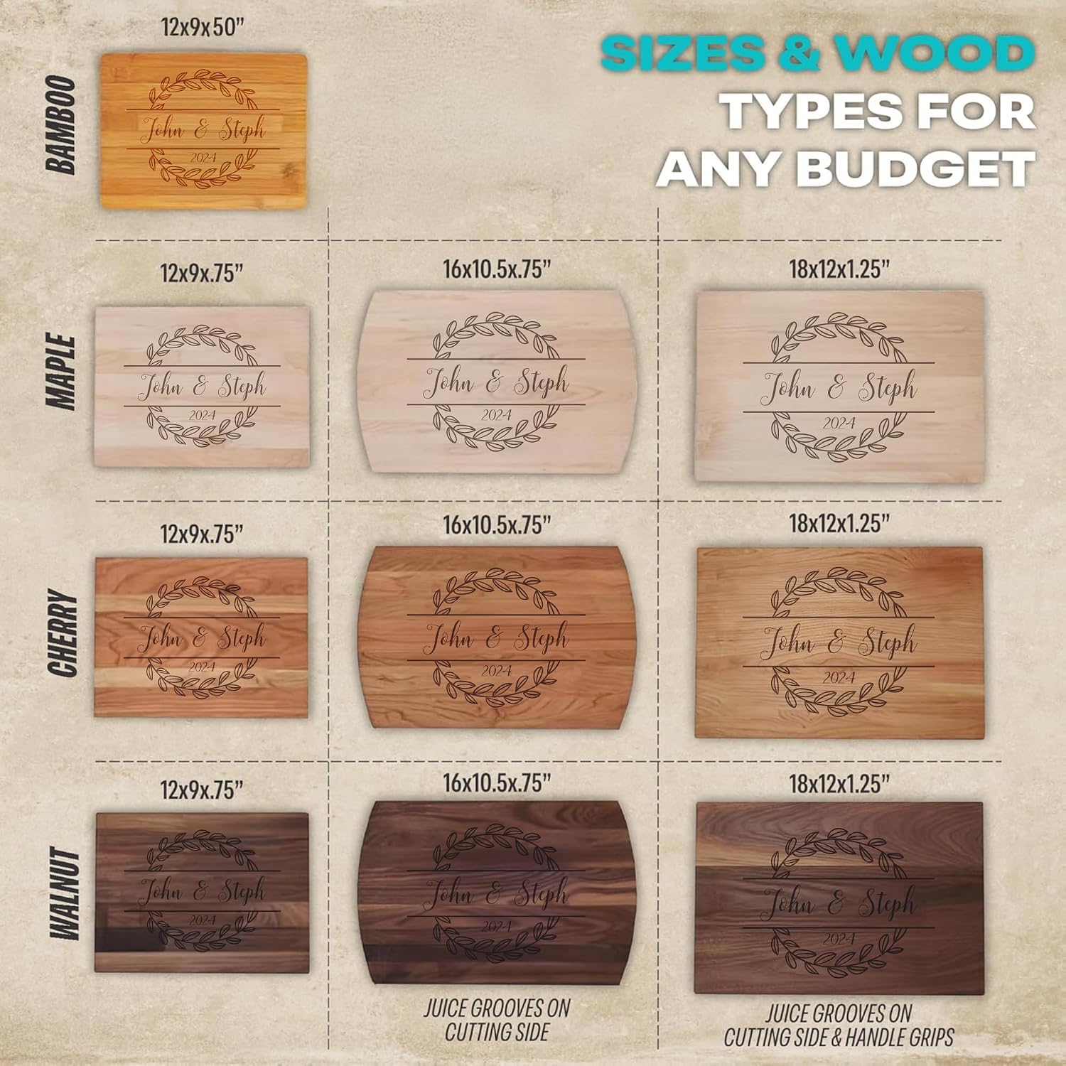 Personalized Laser Engraved Wooden Cutting Board New Home Essentials - Customized Chopping Board for Weddings, Anniversaries, Birthdays or Mother's Day - Image 4
