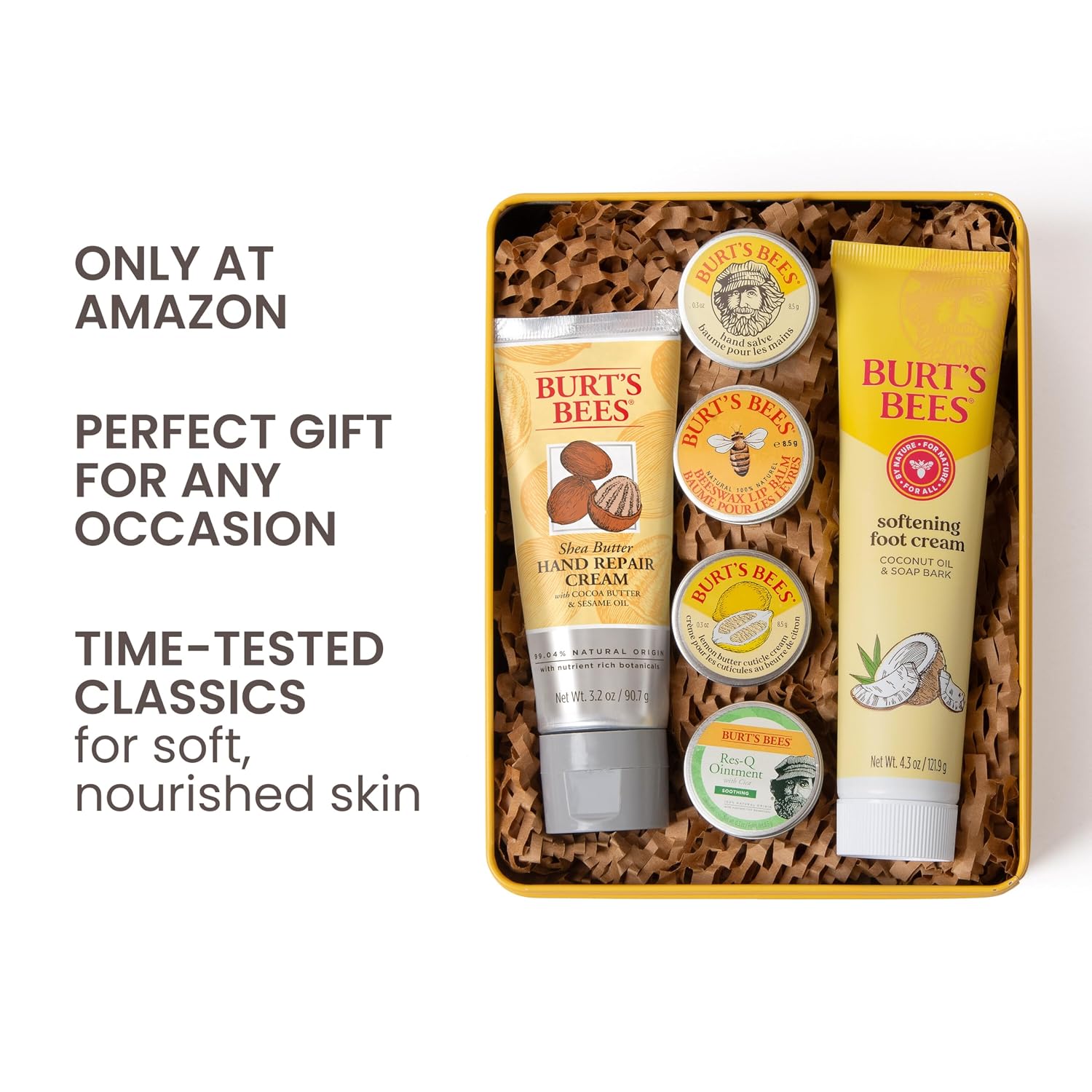 Burt's Bees Classics Gift Set, 6 Products in Giftable Tin | Cuticle Cream, Hand Salve, Lip Balm, Res-Q Ointment, Hand Repair and Foot Cream, Skin Care Essentials - Image 2