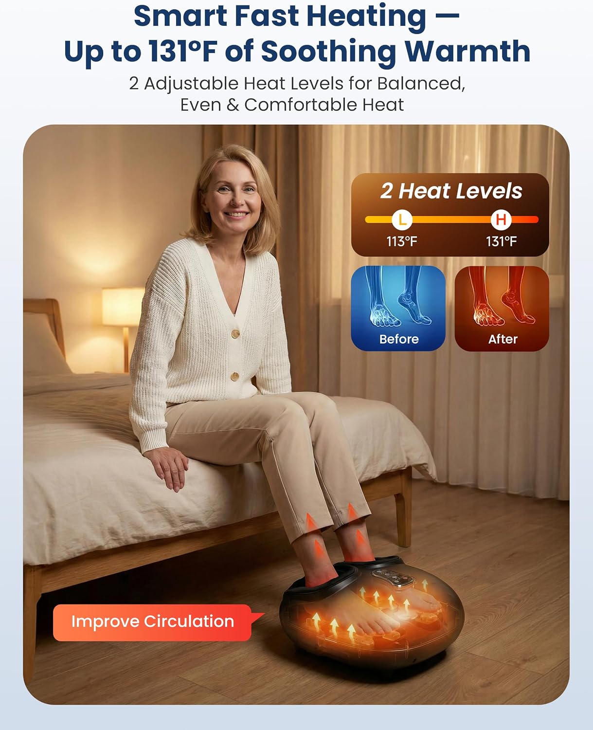 COMFIER 2026 Shiatsu Foot Massager with Fast Heat, Kneading Rolling Compression, Extra Vibration, FSA Eligible HSA Store, Plantar Fasciitis,Neuropathy Pain, Bigger Size 13IN, Gift for Men,Women - Image 4
