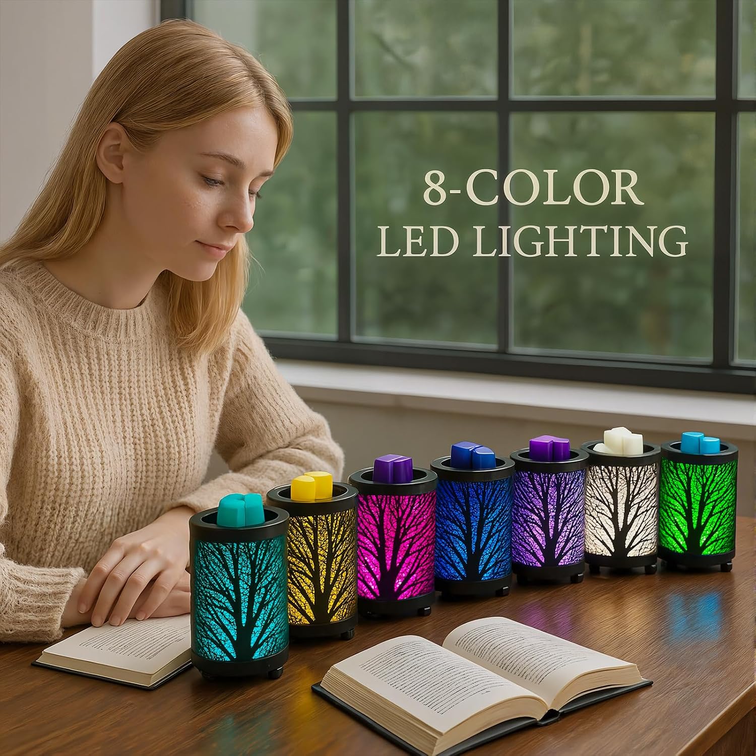 Leyoue Electric Wax Melt Warmer PTC Heating Plate with 7 Colors LED Changing Light Wax Warmer Fragrance Warmer for Home Office Gifts & Decor(Black Forest) | Fragrance Warmer Lamp, Electric Wax Heater for Scented Wax Cubes, Home Decor & Gift Choice - Image 2