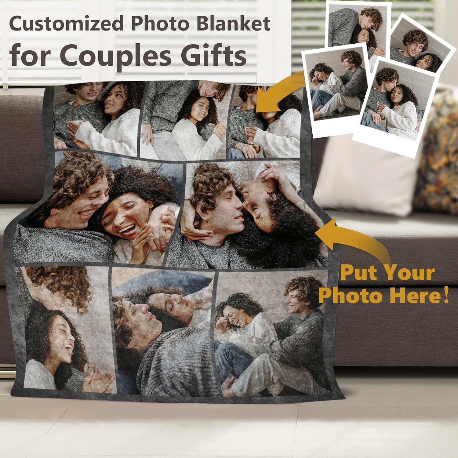 ICELIETE Custom Blanket with Picture Customized Fleece Photo Blanket for Couples Gifts Personalized Blankets and Throws Christmas Valentines Day Gifts for Boyfriend Girlfriend - Image 3