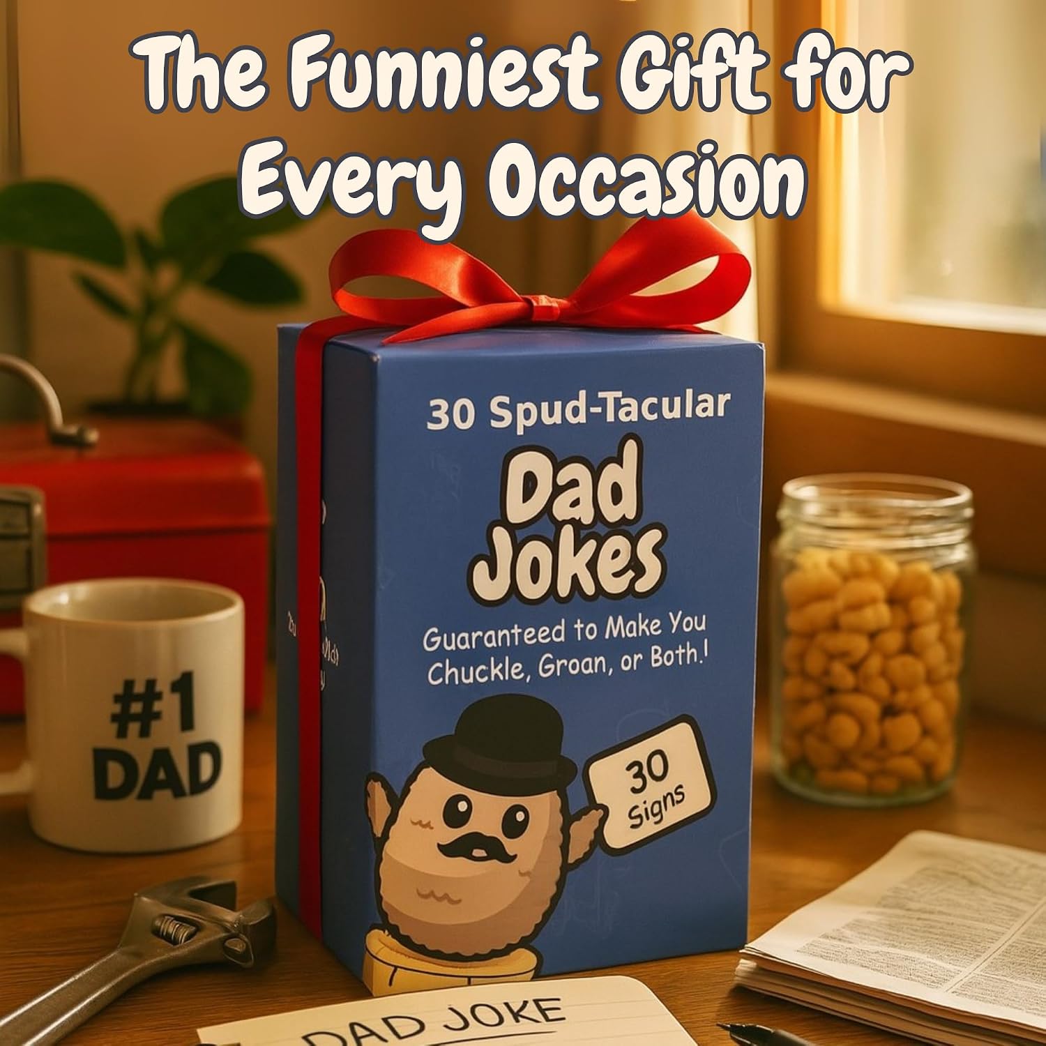 Funny Potato Crochet with 30 Swappable Dad Jokes - Funny Birthday Gift for Dad, Husband - Gag Gifts for Men, Father, Friend, Coworker, Uncle, Husband Birthday Present from Wife Daughter Son - Image 4