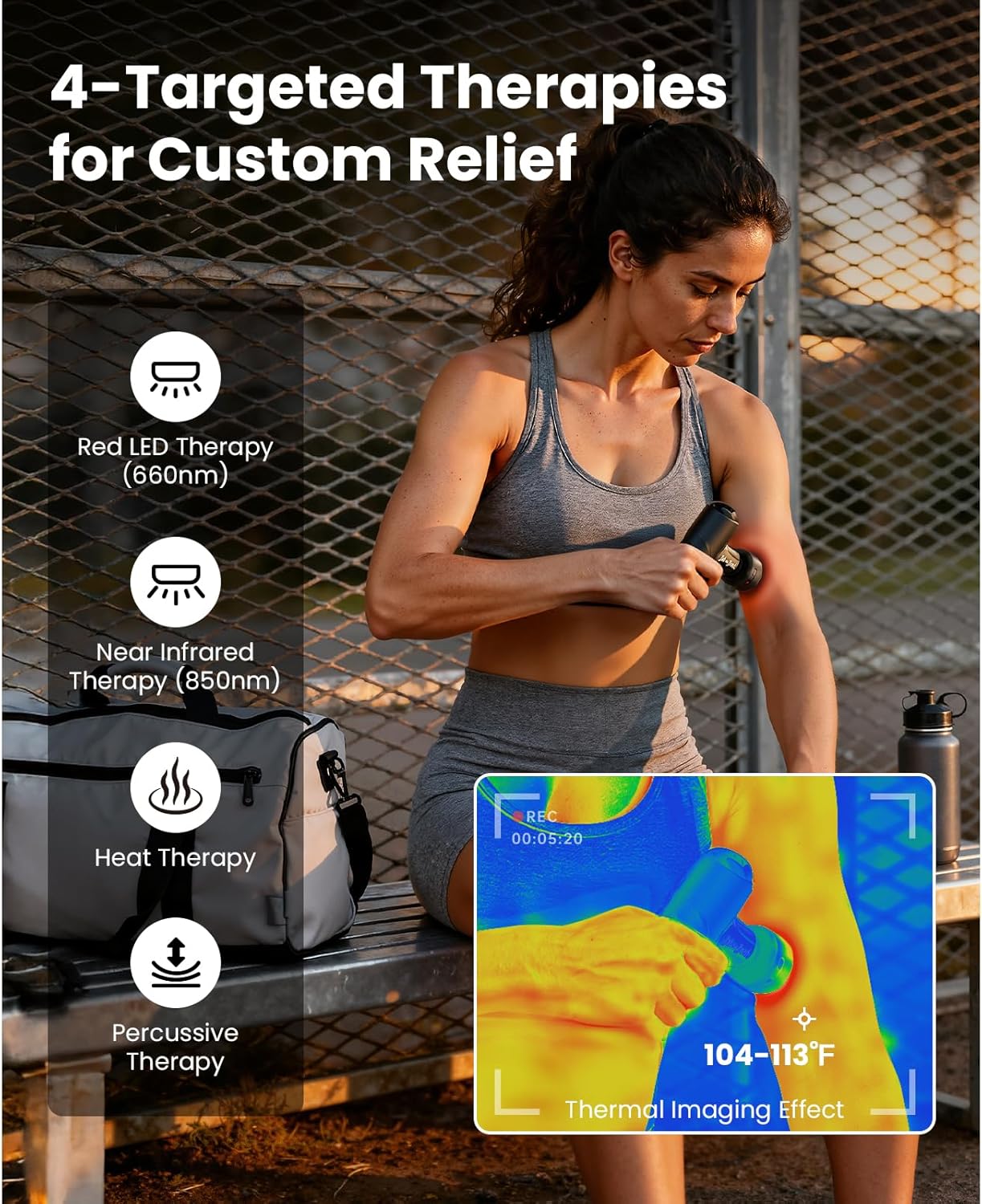 BOB AND BRAD Q2 Ultra Mini Massage Gun with Red Light Infrared Heating Head, Pocket-Sized Deep Tissue Massager for Muscle Therapy, HSA Portable Percussion Massage Gun for Pain Relief FSA Eligible - Image 4