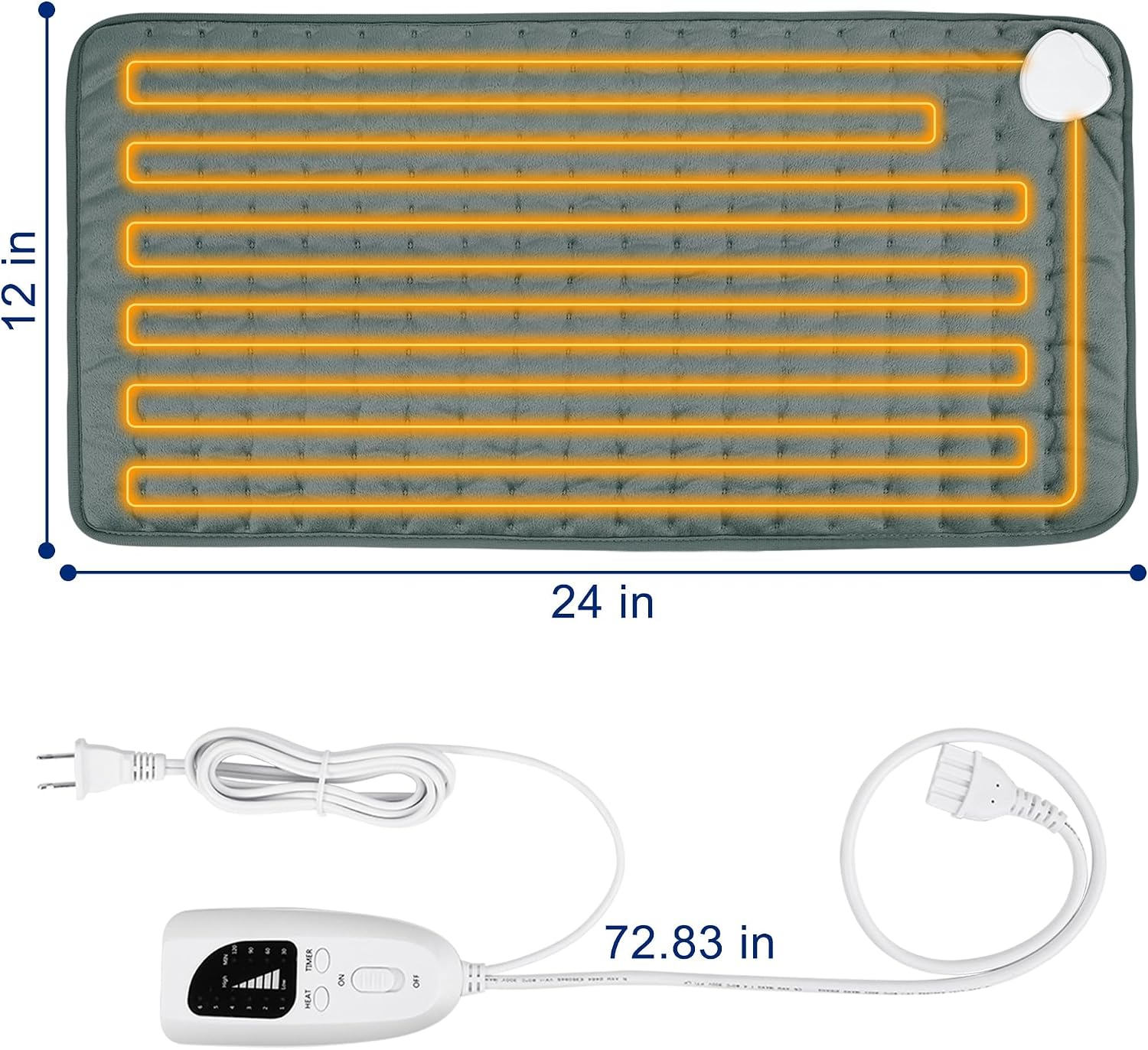 Electric Heating pad with 6 Heat Settings, Auto Shut Off, Dry Electric Heating for Back Neck Knee Arms Legs Shoulder Heat Pads for Christmas Birthday Father Mother's Day 24"X12", Gray Green - Image 4