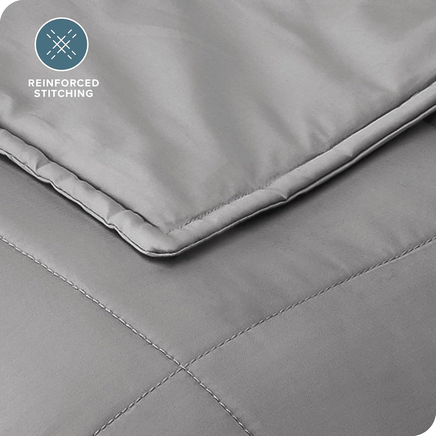 Bare Home Weighted Blanket All-Natural 100% Cotton with Nontoxic Glass Beads 48"x72" 15lbs, Light Grey - Image 8