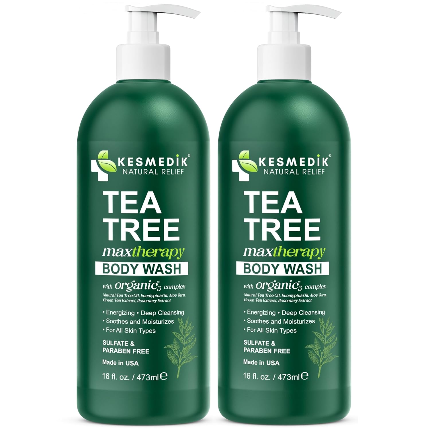 KESMEDIK Tea Tree Body Wash MaxTherapy with 100% Tea Tree Oil for Skin, Eucalyptus & Aloe Vera | Purifying Body Soap, Soothes & Refreshes Sensitive, Itchy Skin, Men & Women, 16 Fl Oz (Pack of 2) - Image 7
