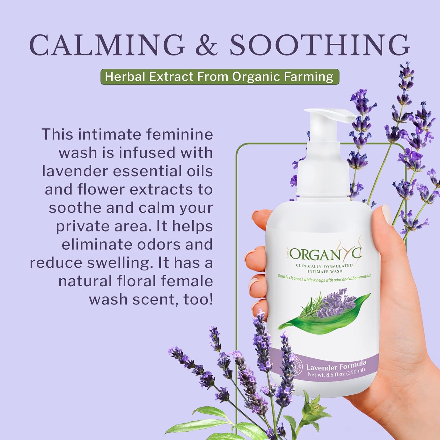 Organyc Feminine Intimate Wash for Sensitive Skin, 250 ml, pH-Balanced Cleanser with Organic Lavender & Botanical Extracts - Image 4