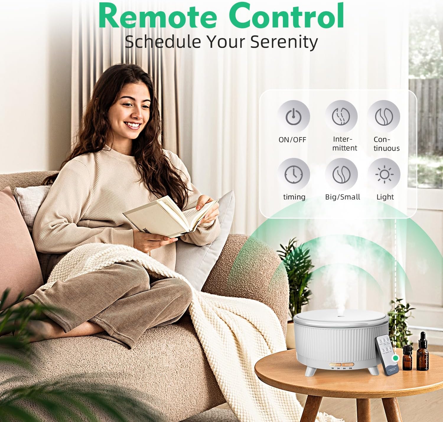 20-Hour Long-Lasting Aromatherapy, 500ML Essential Oil Diffuser | Ultrasonic Cool Mist Humidifier with Remote Control, 7 Color Lights, Timer, Auto-Off for Home/Bedroom/Yoga (Minimalist White) - Image 7