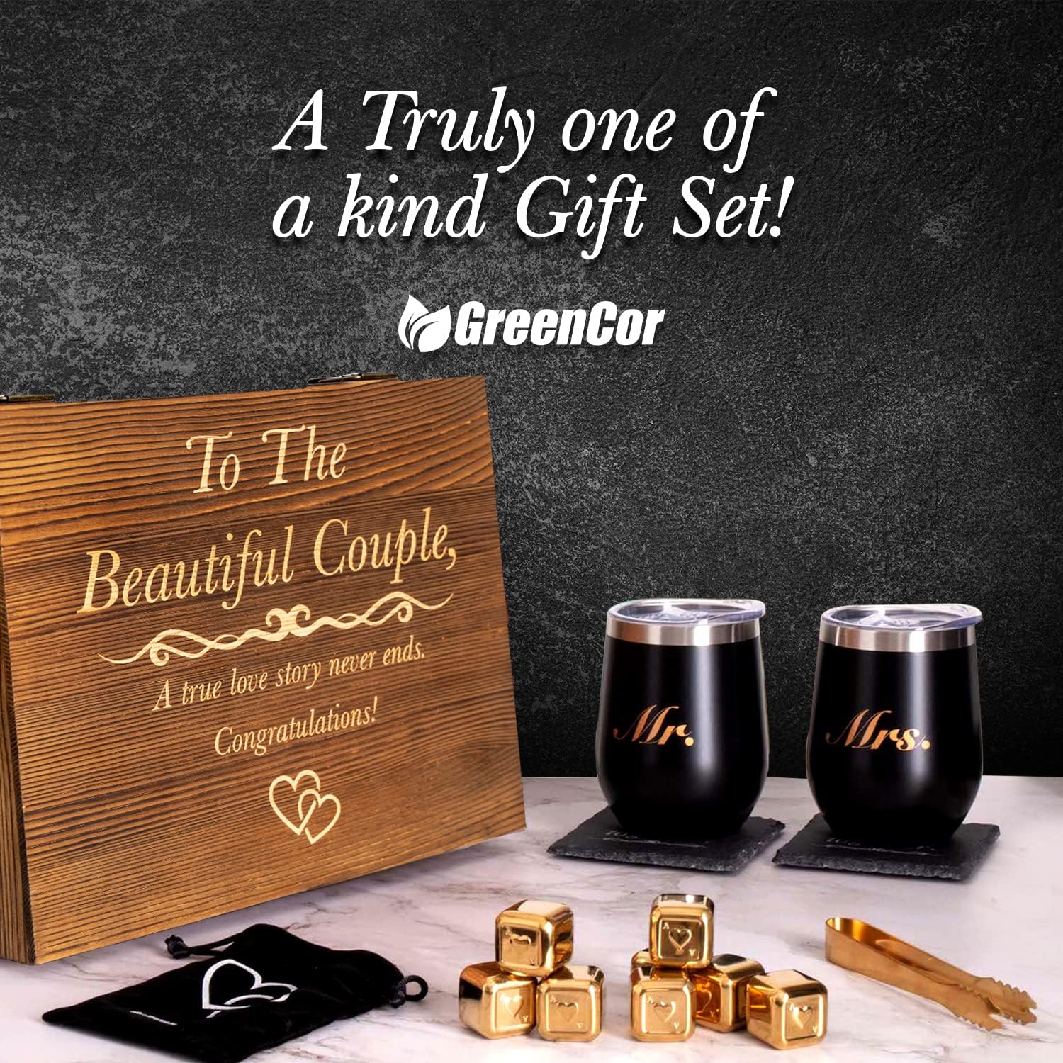 Unique Engagement for Couples - Engagement Wine Tumbler Gift Set - ‘To The Beautiful Couple’, Bridal Shower Set for Her - Wedding Set for Couple - Mr and Mrs Tumbler Set - Image 6