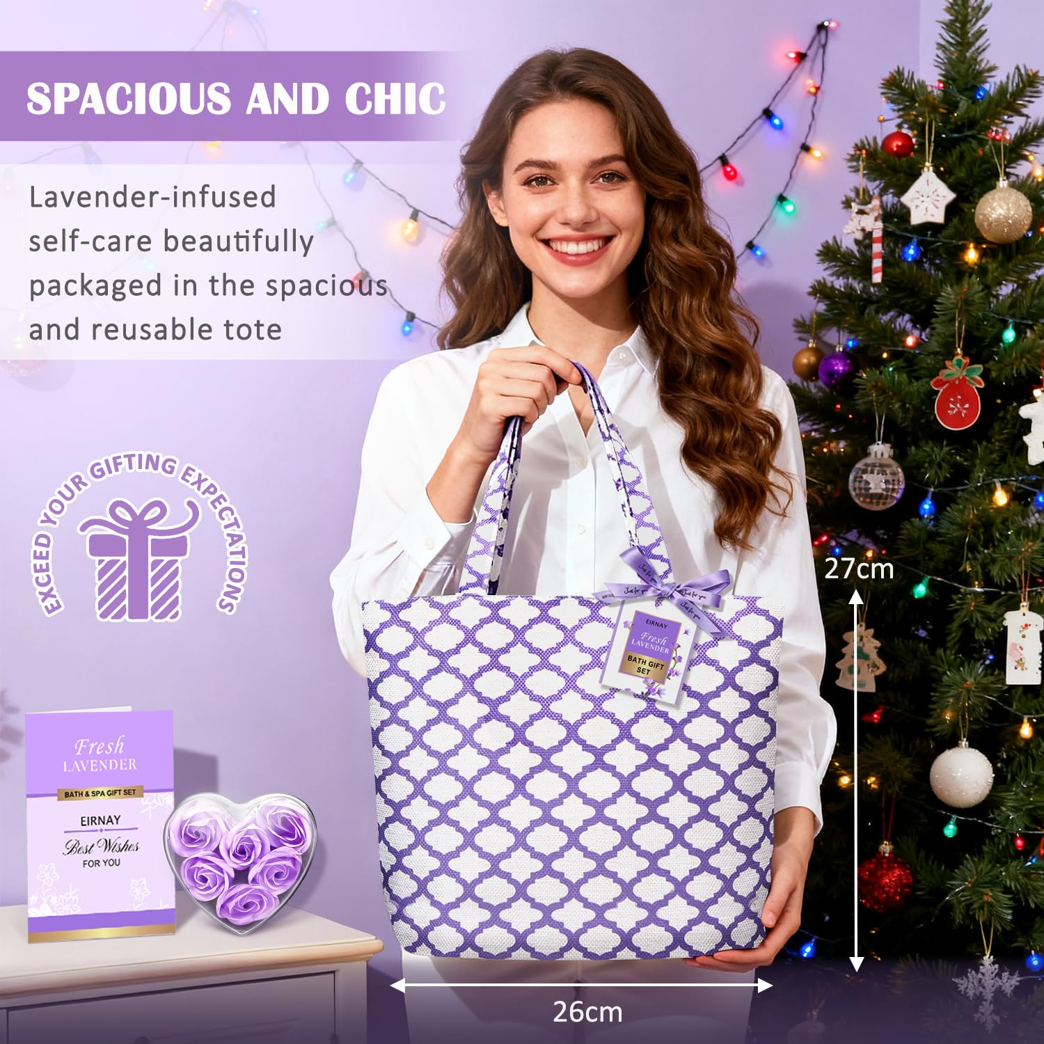 Gift for Women, Spa Gift Baskets for Women - 17pcs Lavender Sets with Body Lotion, Bubble Bath, Relaxing Bath Sets, Birthday Christmas Gifts for Her, Spa Kit for Mom Wife Sister Friend - Image 3