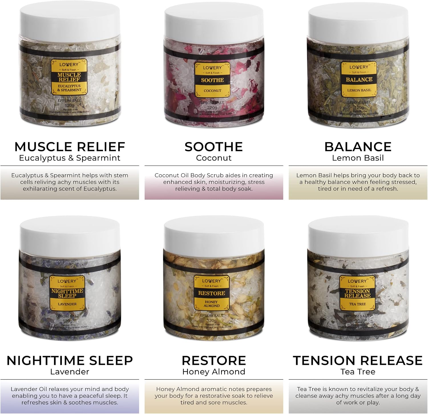 Gifts for Women Who Have Everything Spa Gift Basket, Epsom Bath Salts Gift Basket Set, Self Care Salt W/Essential Oil, Gifts for Mom, Her, Lavender, Eucalyptus, Lemon, Coconut, Tea Tree, Honey Almond - Image 7
