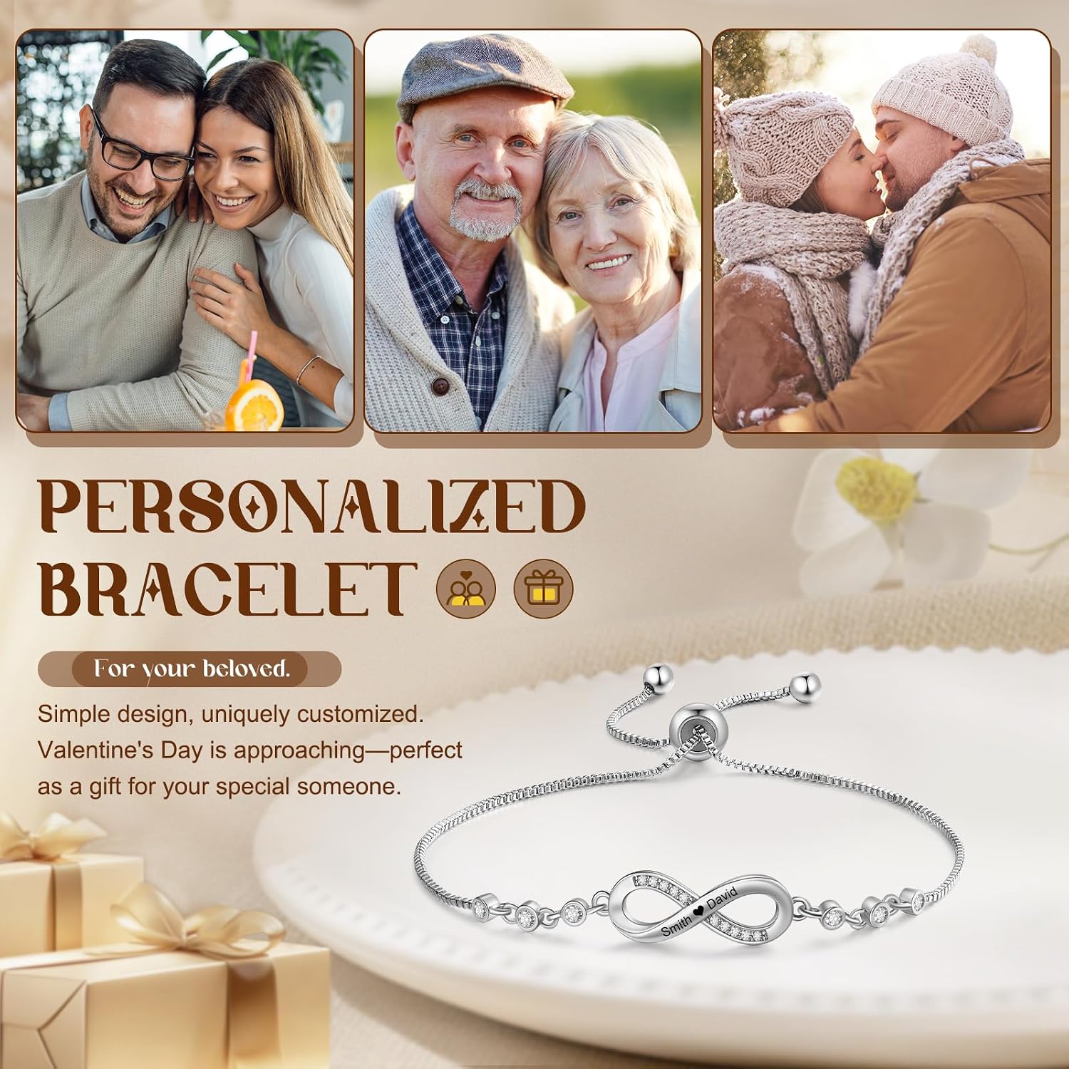 Personalized Infinity Bracelets for Couples, Custom Name Matching Bracelets for Him and Her, Adjustable Engraved Couple Jewelry for Valentine’s Day - Image 5