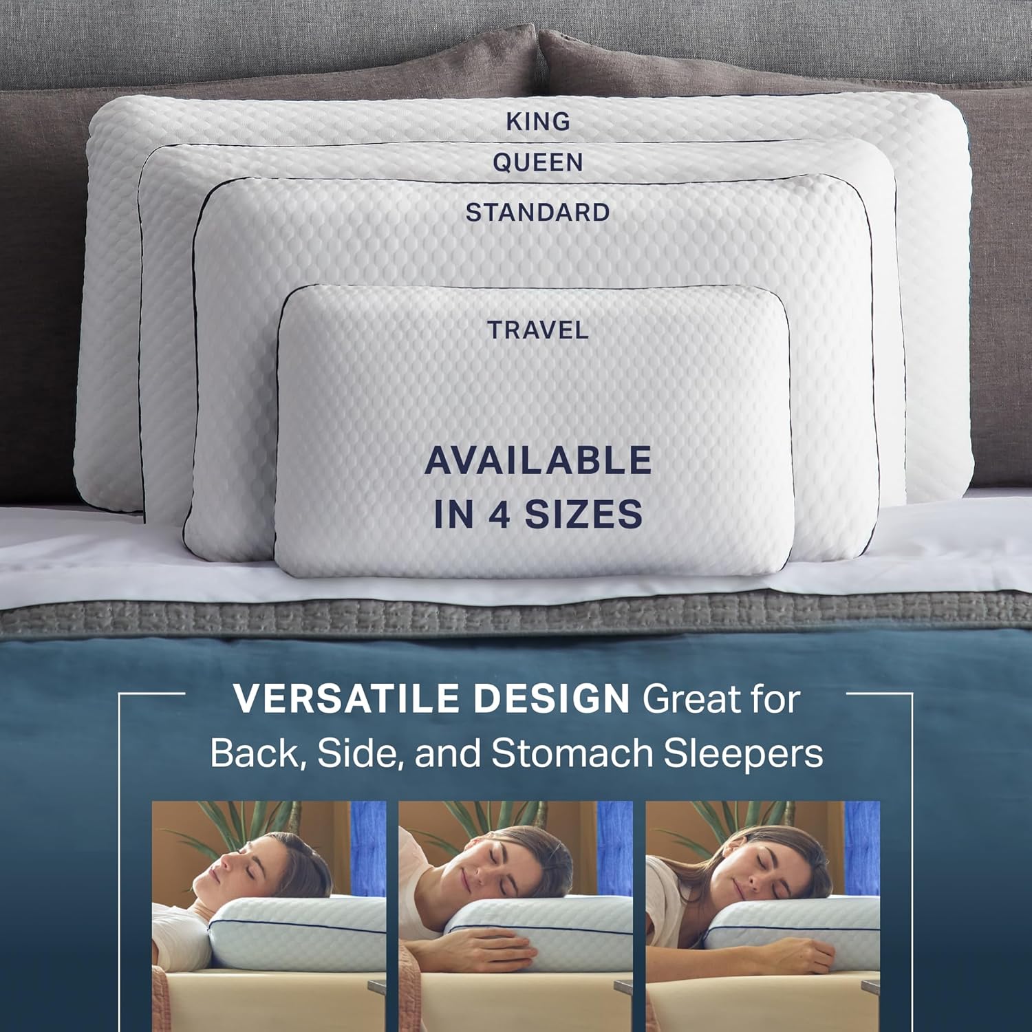 Weekender Cooling Gel Memory Foam Pillow for Sleeping – King Size, Ventilated Cooling Pillow for Side & Back Sleepers, Neck & Shoulder Support, Medium Firm, Washable Cover - Image 4