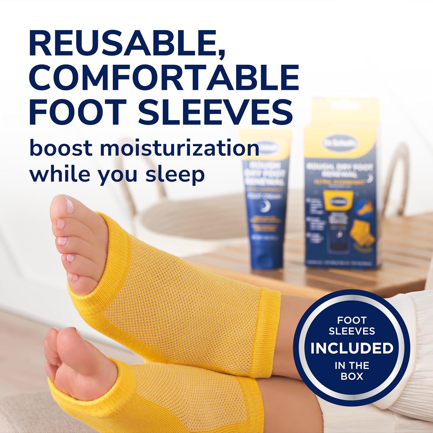 Dr. Scholl's Rough, Dry Foot Renewal Ultra Overnight Treatment with Overnight Foot Cream 3oz with Aloe, Coconut Oil & Urea and Heel Sleeve Socks, Deeply Moisturize & Soften Feet, Dermatologist Tested - Image 6