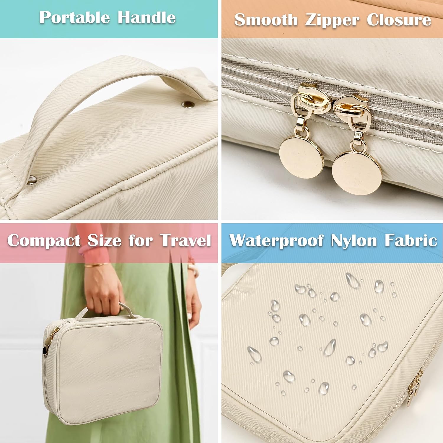 Travel Jewelry Organizer Case,Jewelry Bags for Traveling, Jewelry Binder with 24 Pcs Clear Zipper Velvet Pouches for Storing Earrings, Rings, Necklace, Bracelet, Watch (Beige) - Image 7