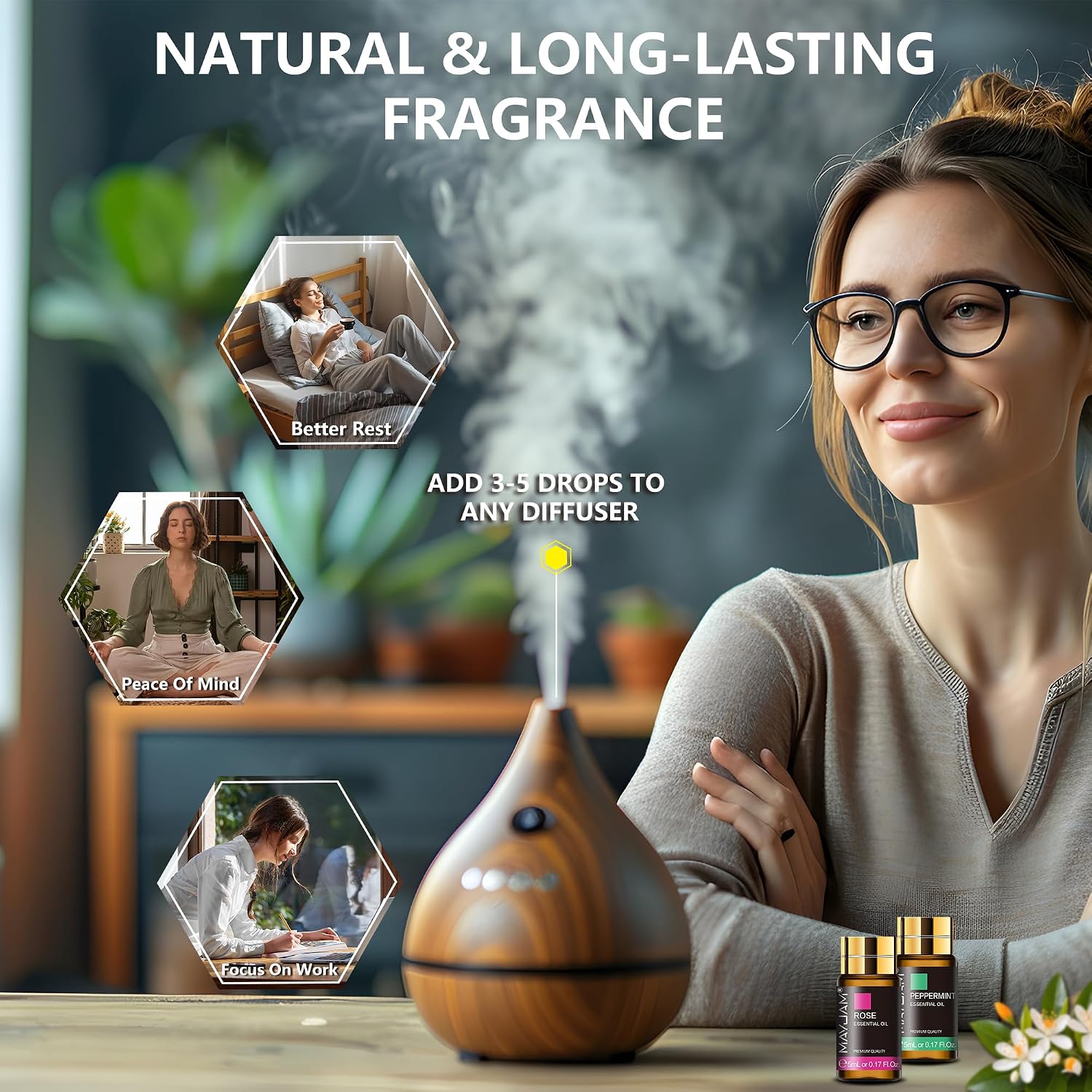 MAYJAM Tea Tree 20 Pcs Pure Essential Oil Gift Set, for Diffuser, Humidifiers, Skin Care, Massage, Fragrance Oil Scent for DIY Candle and Soap Making, Gift for Friend (5ML) - Image 5