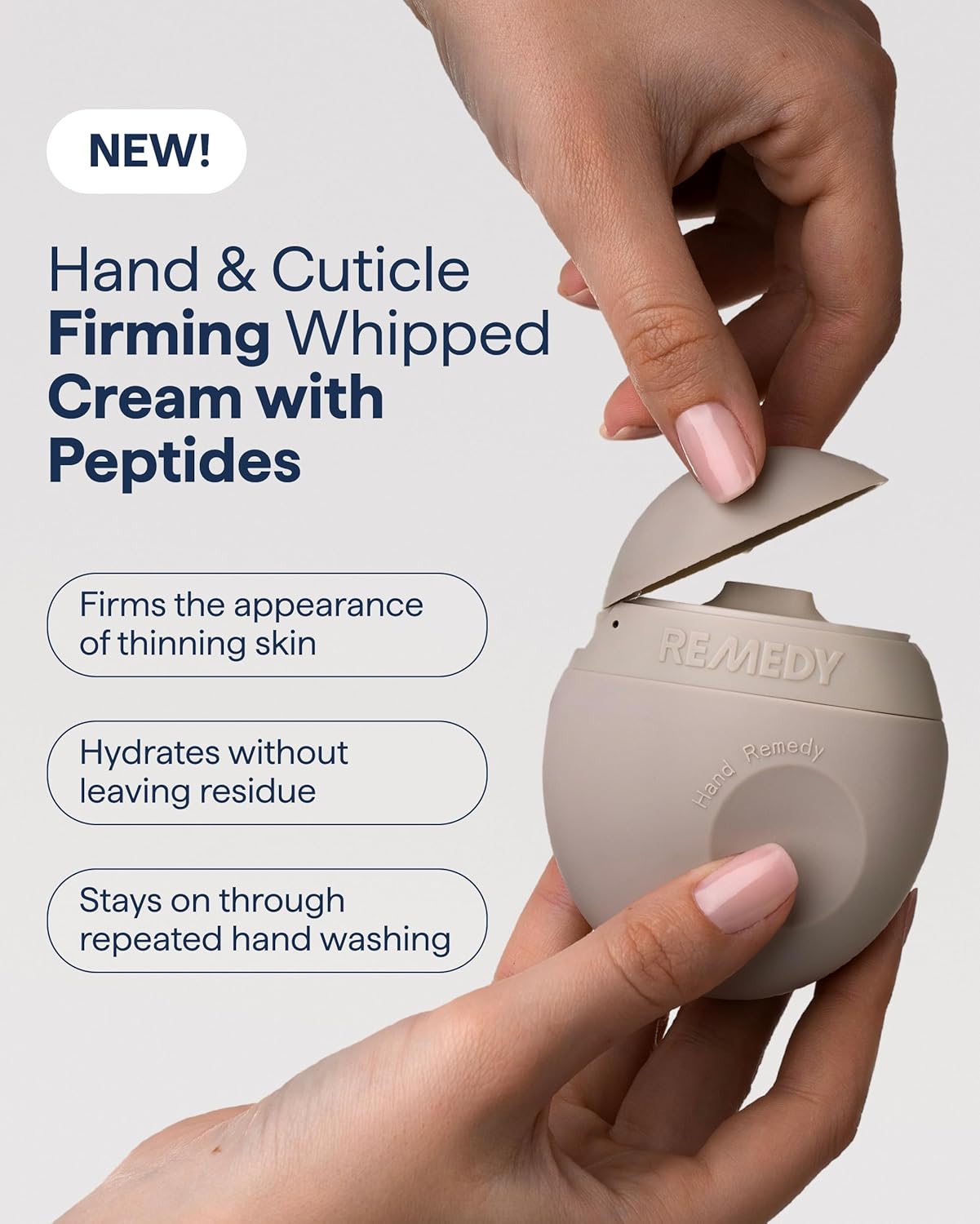 REMEDY Hand & Cuticle Firming Whipped Cream with Peptides | Squalane, Shea Butter, Triple Ceramides, For Dry, Thin, Aging Hands, Retinol-Free, By Dermatologist Dr. Shah, 2.25 fl oz - Image 2