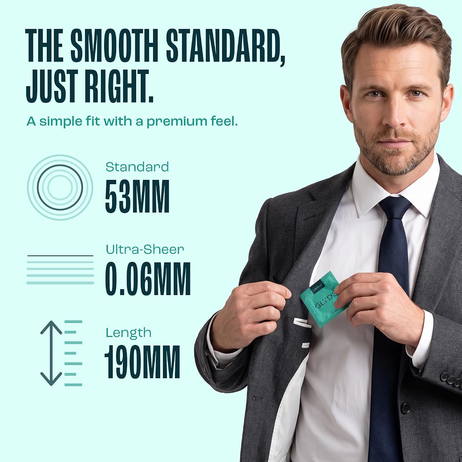 GLYDE Ultra Standard Fit Condoms - Ultra-Thin Medium Size - 12 Count, 53mm | Fragrance-Free, Lightly Lubricated, Body-Friendly, Vegan Formula Condoms, Strong and Secure Fit for Comfort and Natural Feel - Image 2