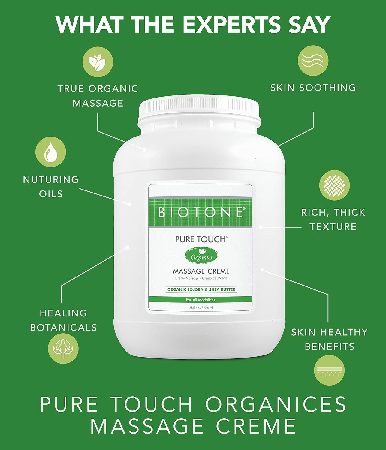 BIOTONE Pure Touch Organics Massage Crème, True Organic Massage, Rich Texture, Silky Glide, Soothing Ingredients, Healing Botanicals - 7 Ounce - Image 5