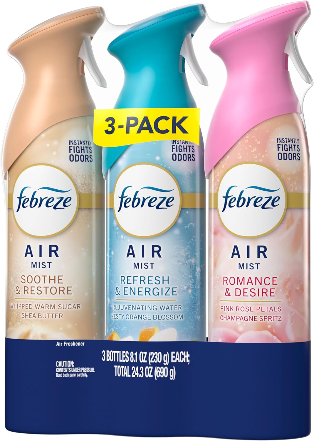 Febreze Air Mist, Air Freshener, Odor Fighting Room Spray, Deodorizer for Home Bathroom Kitchen Office Apartment, Soothe & Restore, Refresh & Energize, Romance & Desire Variety Pack, 8.1oz (Pack of 3) - Image 12