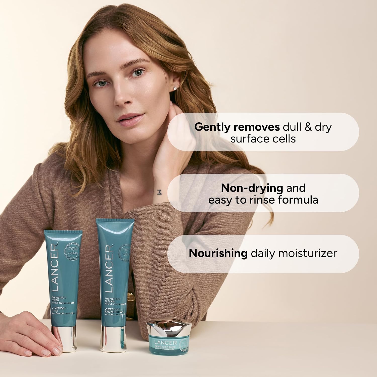 Lancer Skincare Intro Kit | Face Scrub, Cleanser, Moisturizer & Omega Oil | The Method Skincare Set | Face Polish, Face Cleanser, Anti Aging Moisturizer & Facial Oil | For Normal or Combination Skin - Image 2