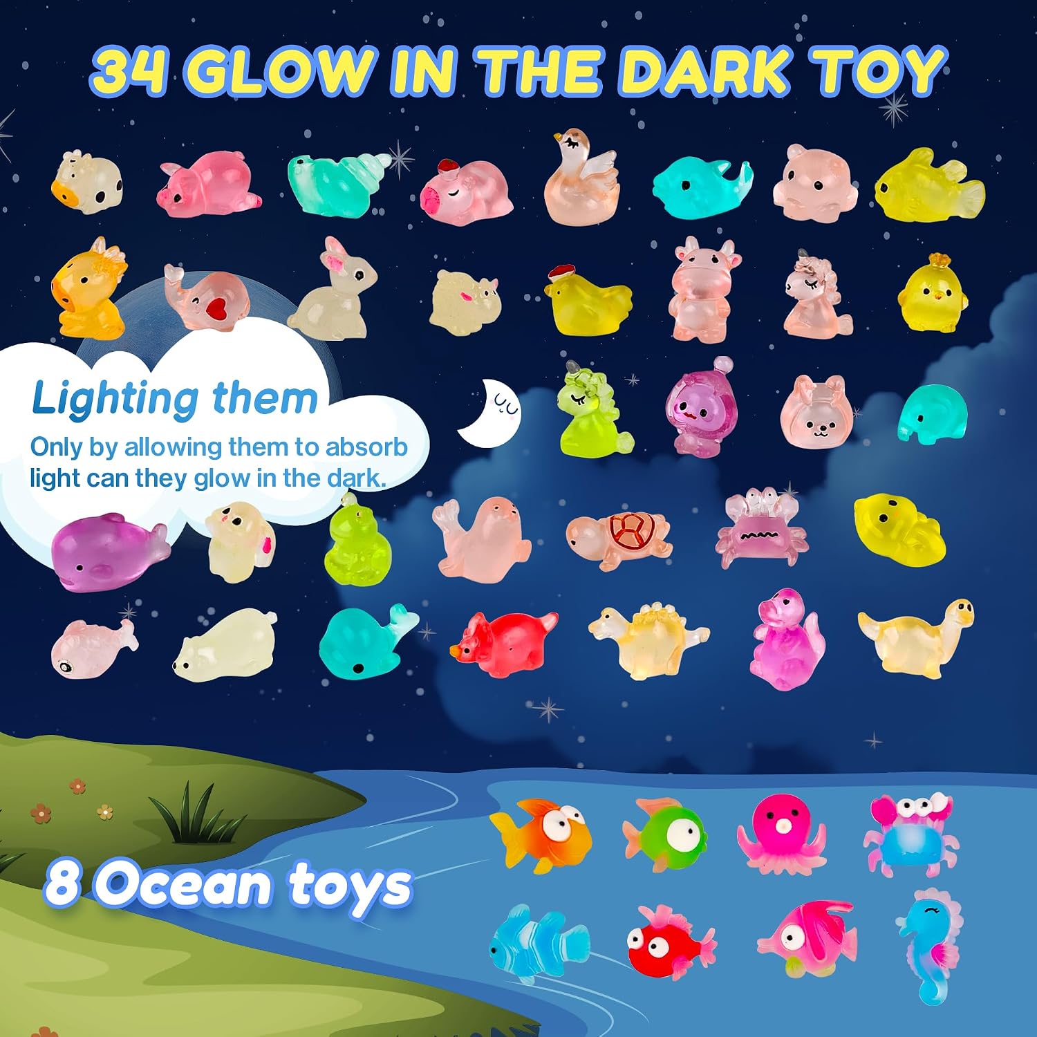 Bath Bombs for Kids with Surprise Toy Inside, 42 Pack Kids Bath Bombs Gift Set with 34 Glow-in-The-Dark Toy & 8 Sea Animal Toy Inside, Organic Bubble Fizzy for Boys and Girls. - Image 2