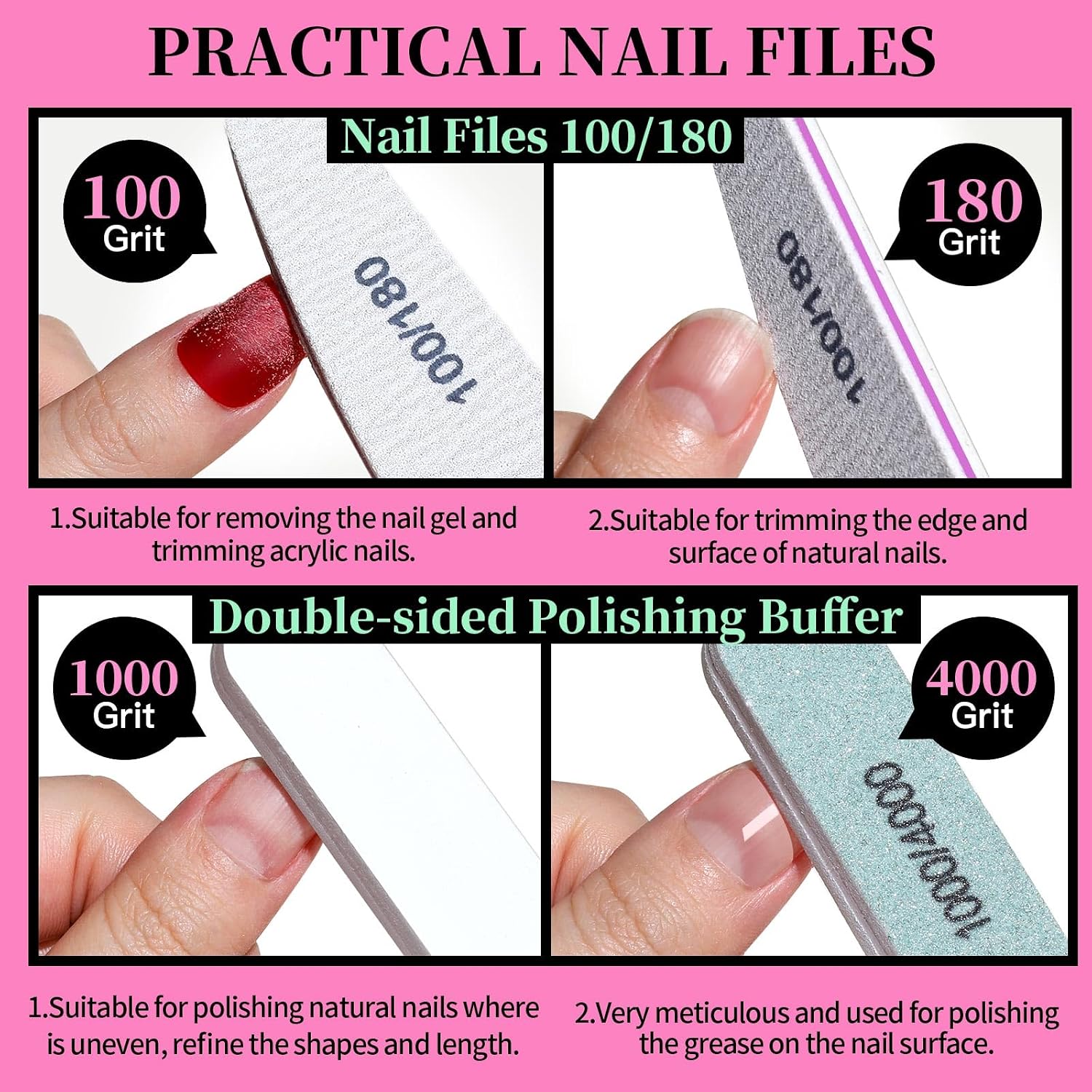 FANDAMEI Nail Care Kit, Nail Files 100/180, Nail Buffer Block, Cuticle Nippers, Cuticle Trimmer, Cuticle Pusher, Nail Tools, Nail Kit, Pedicure & Manicure Tools, Nail Prep Kit, Manicure Kit for Women - Image 2