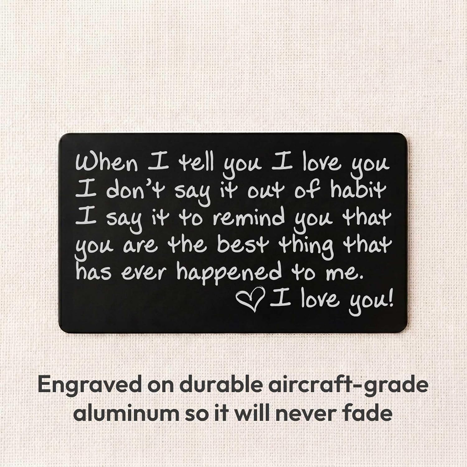 Metal Wallet Card - I Love You Gift for Husband, Boyfriend - Laser Engraved, Durable Aluminum Keepsake for Him and Her - Valentines, Anniversary, Birthday - Gift Ready Envelope Included - Image 2