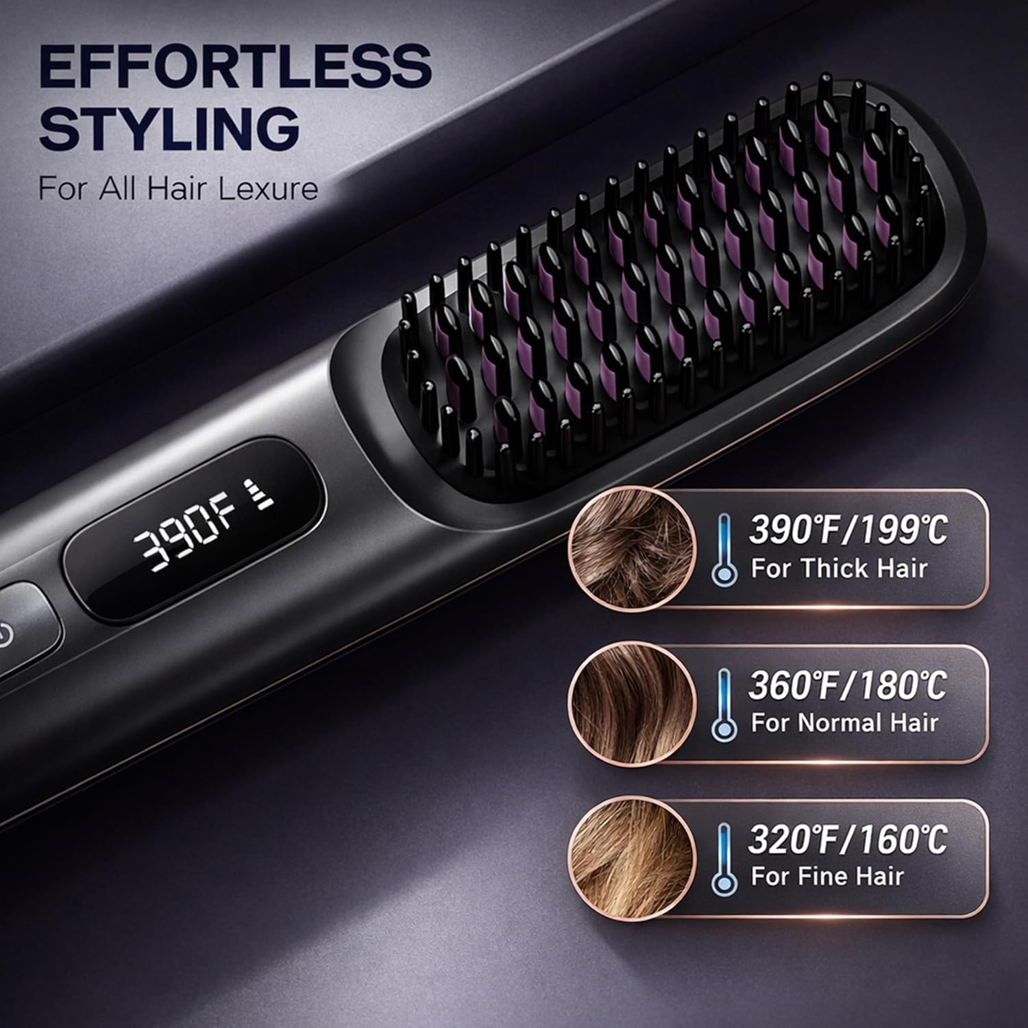 NUMOYA Go Brush Pro Portable Cordless Hair Straightener Brush, Rechargeable MCH Fast Heating for Women Travel (White) - Image 4